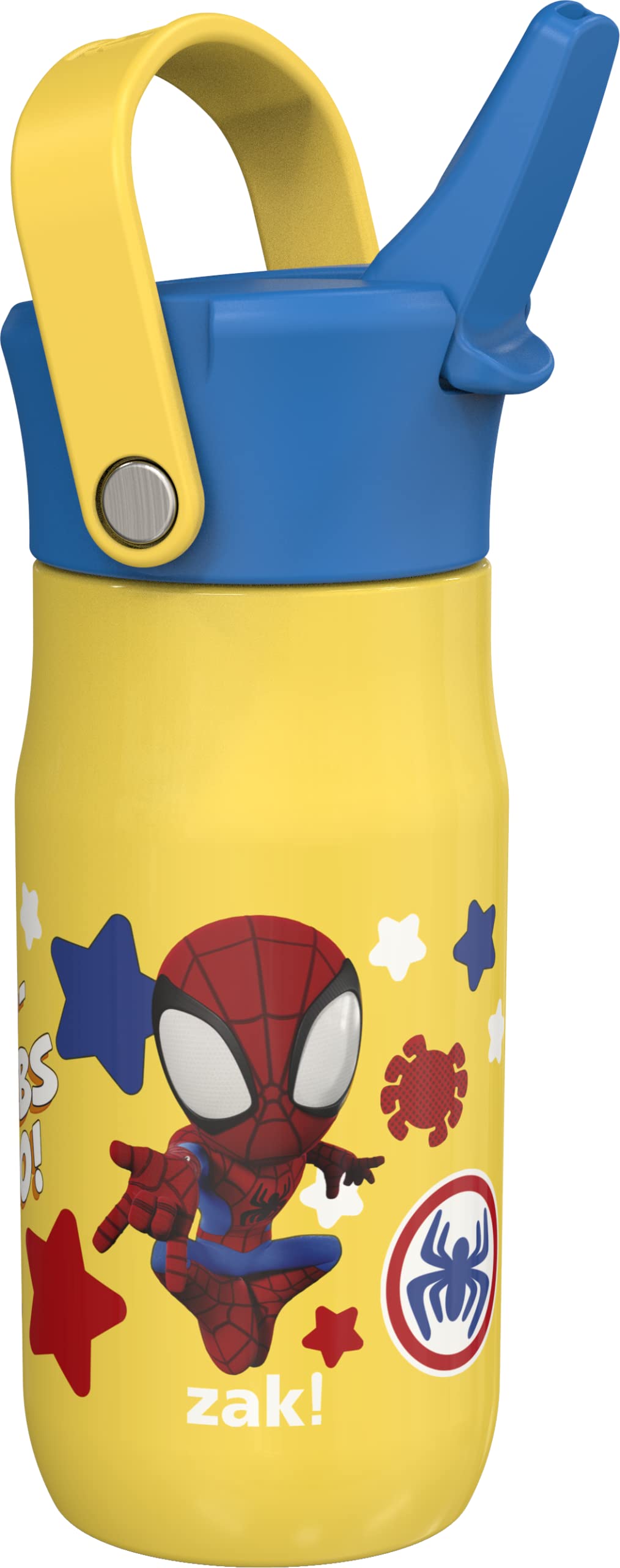 Zak Designs Harmony Marvel Spidey and His Amazing Friends Kid Water Bottle for Travel or At Home, 14oz Recycled Stainless Steel 