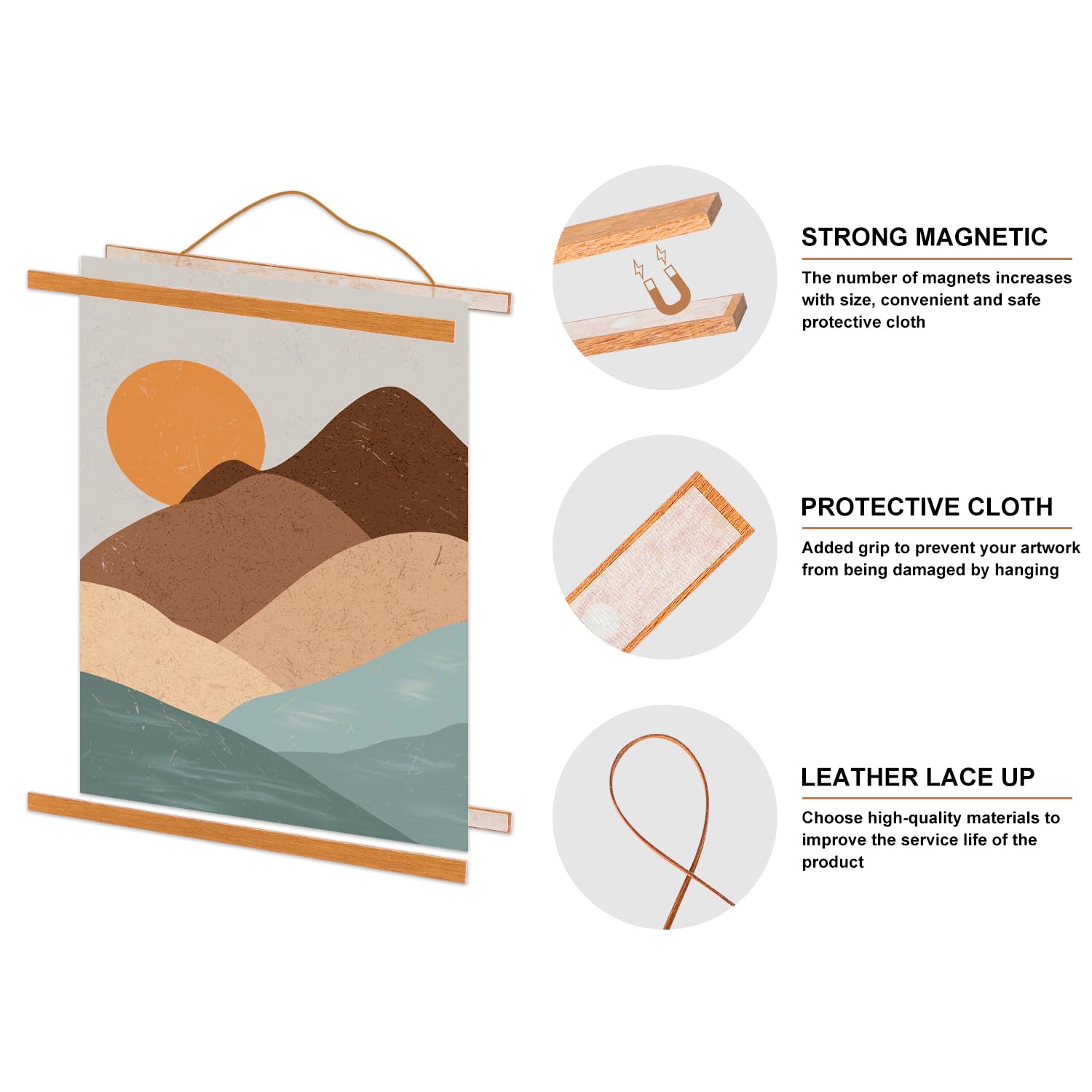 Benjia 21X29 21X28 21X21 Poster Frame, Magnetic Light Wood Wooden Frame Hanger For Photo Picutre Canvas Artwork Art Print Wall H