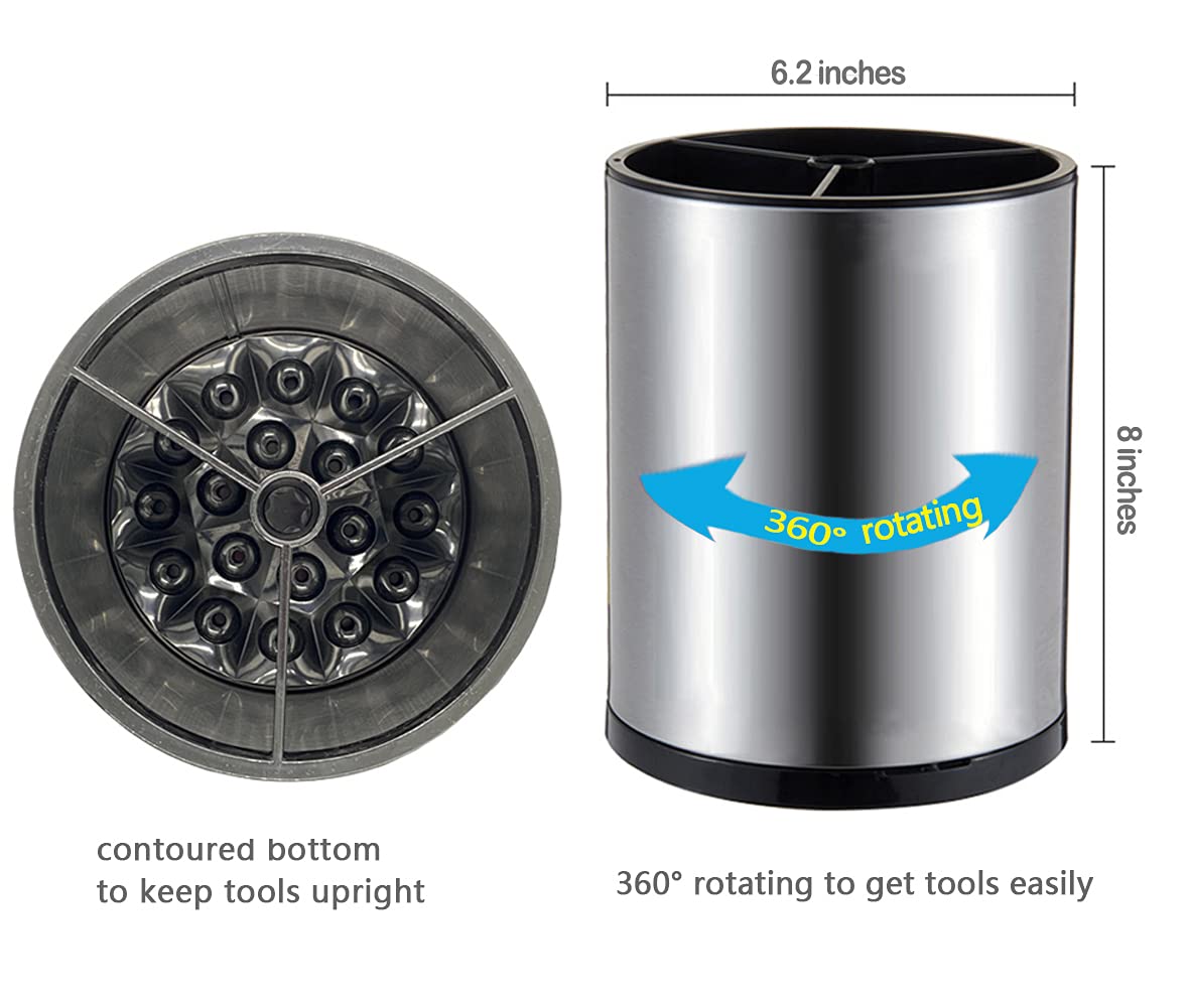 Wskc Stainless Steel Rotating Utensil Holder, 6.2L X 6.2W X 8H