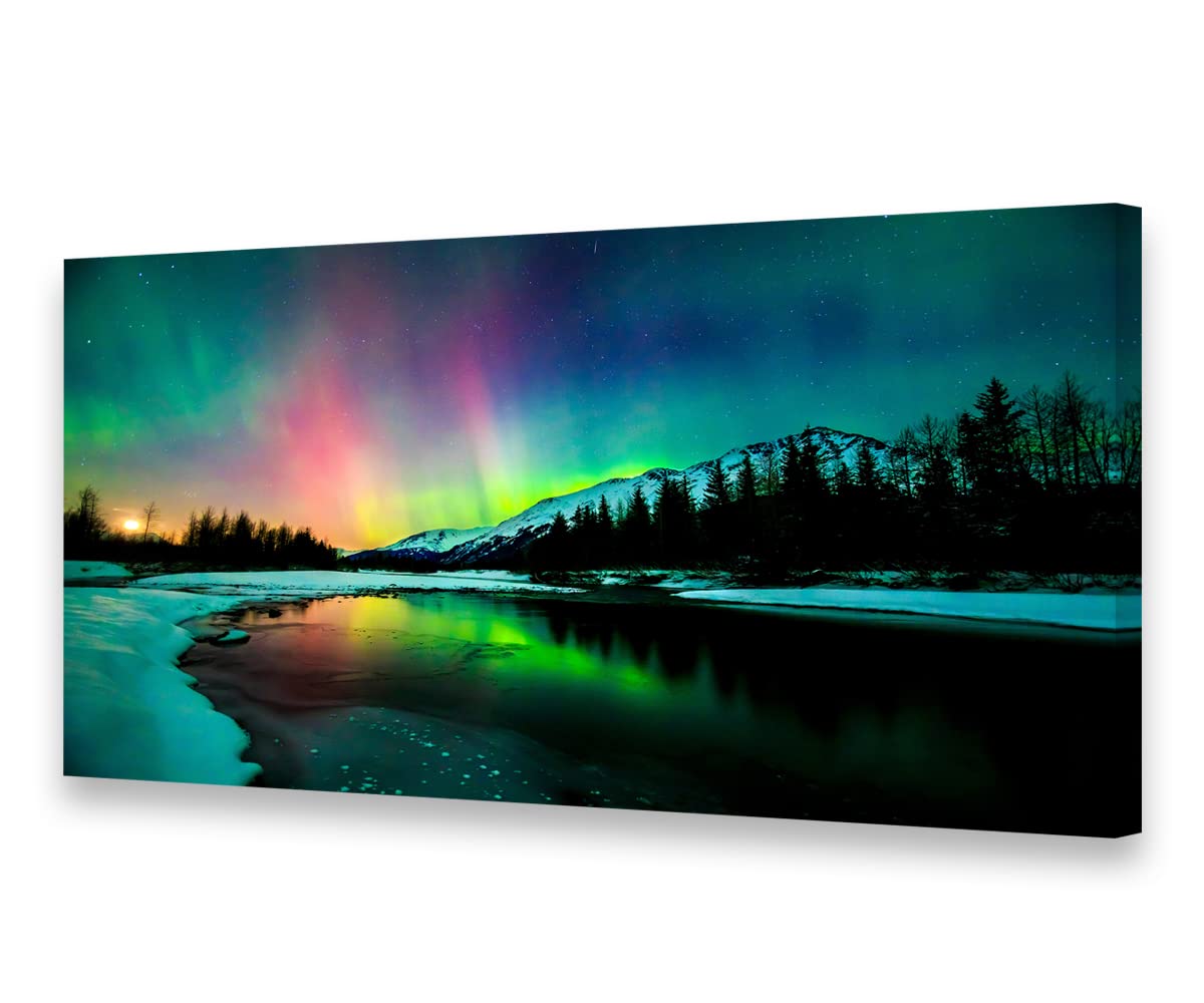 S01975 Wall Art Aurora Scenery Painting On Canvas Prints Stretched And Framed Pictures To Photo Paintings On Canvas Ready To Han