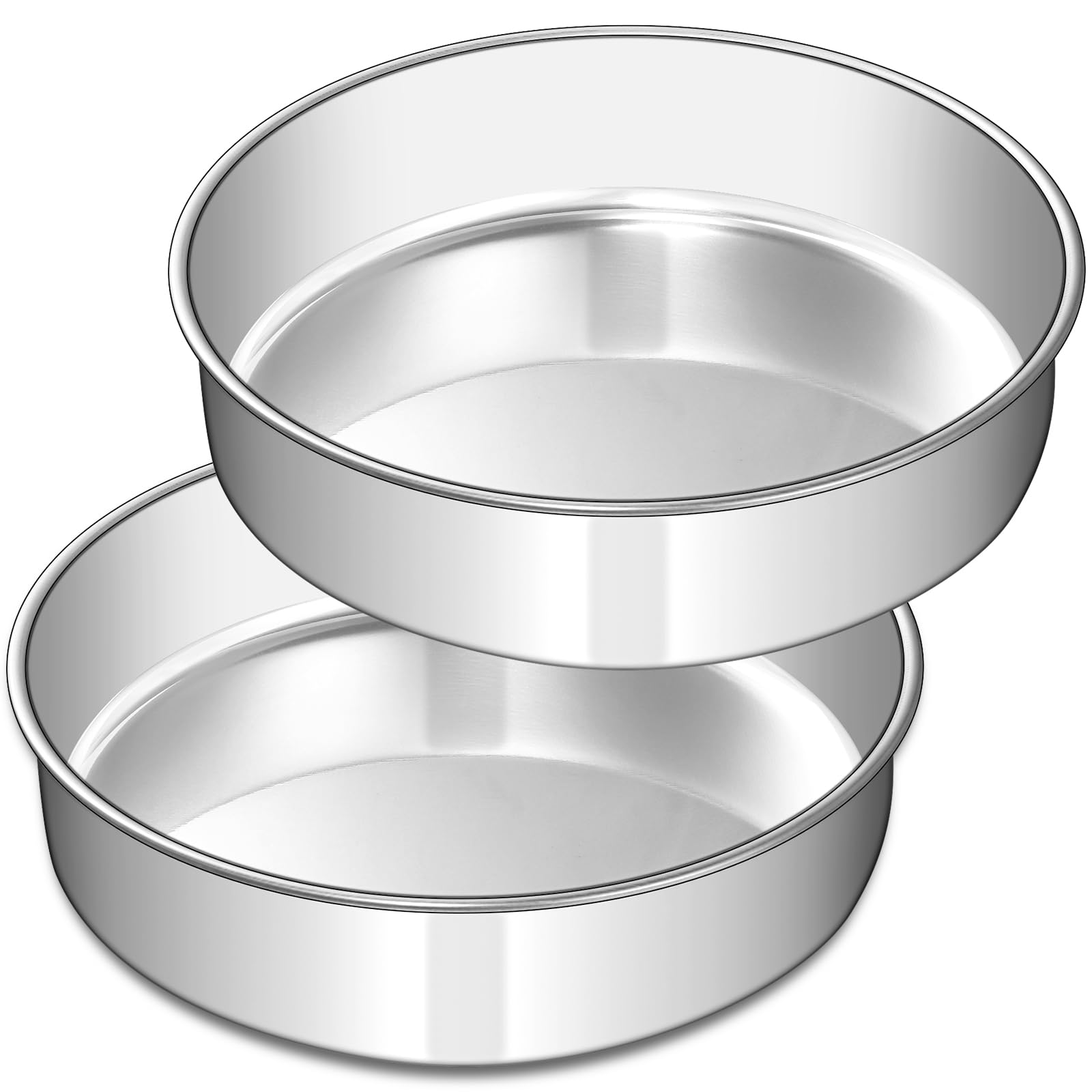 EWFEN 6 Inch Cake Pan Set of 2, Stainless Steel Round Layer Cake Baking Pans Tins, Non-Toxic & Healthy, Leak-proof & Easy Clean 