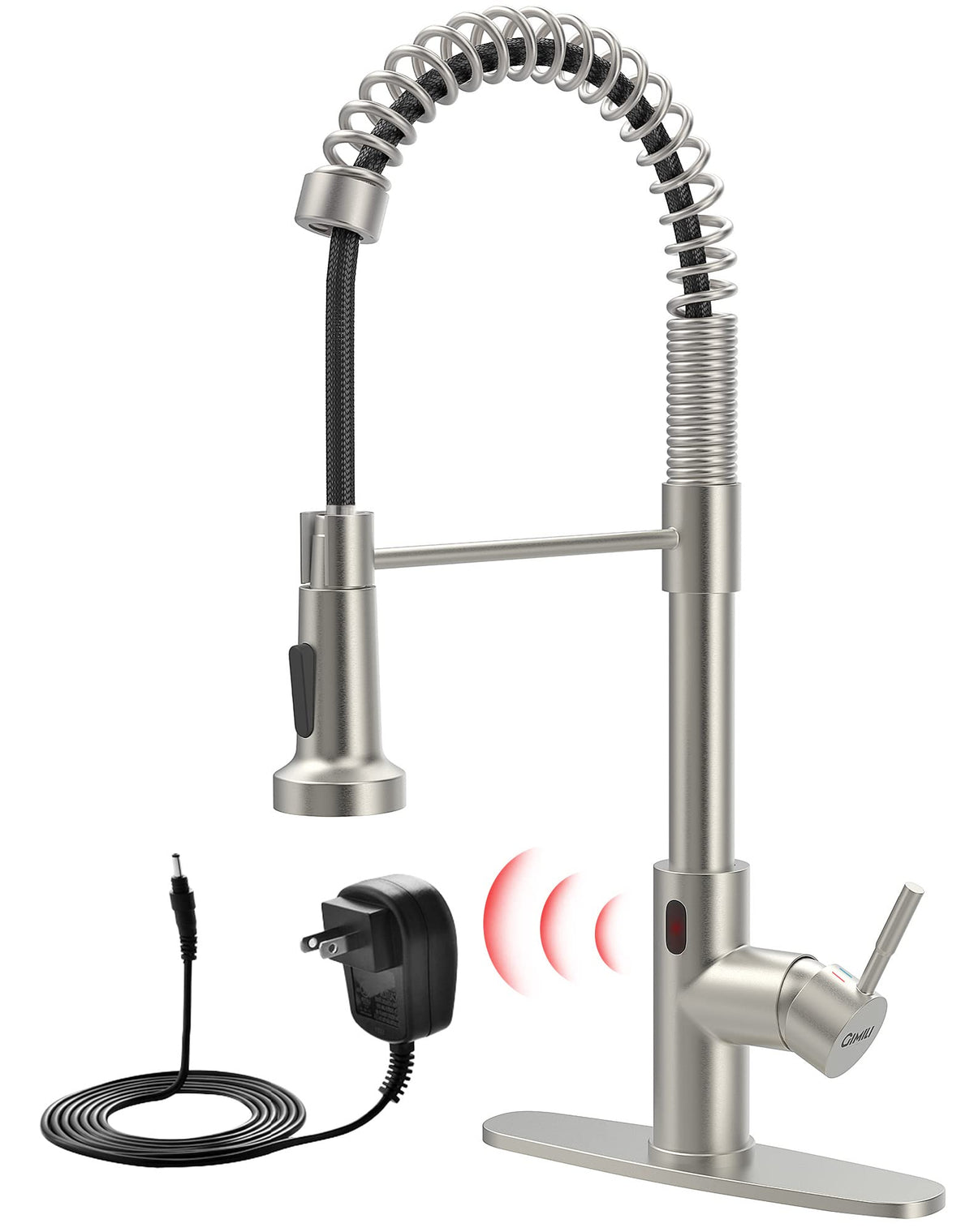 Gimili Touchless Kitchen Faucet With Ac Adapter, Smart Motion Sensor Hands Free Single Handle Kitchen Sink Faucet With Pull Down