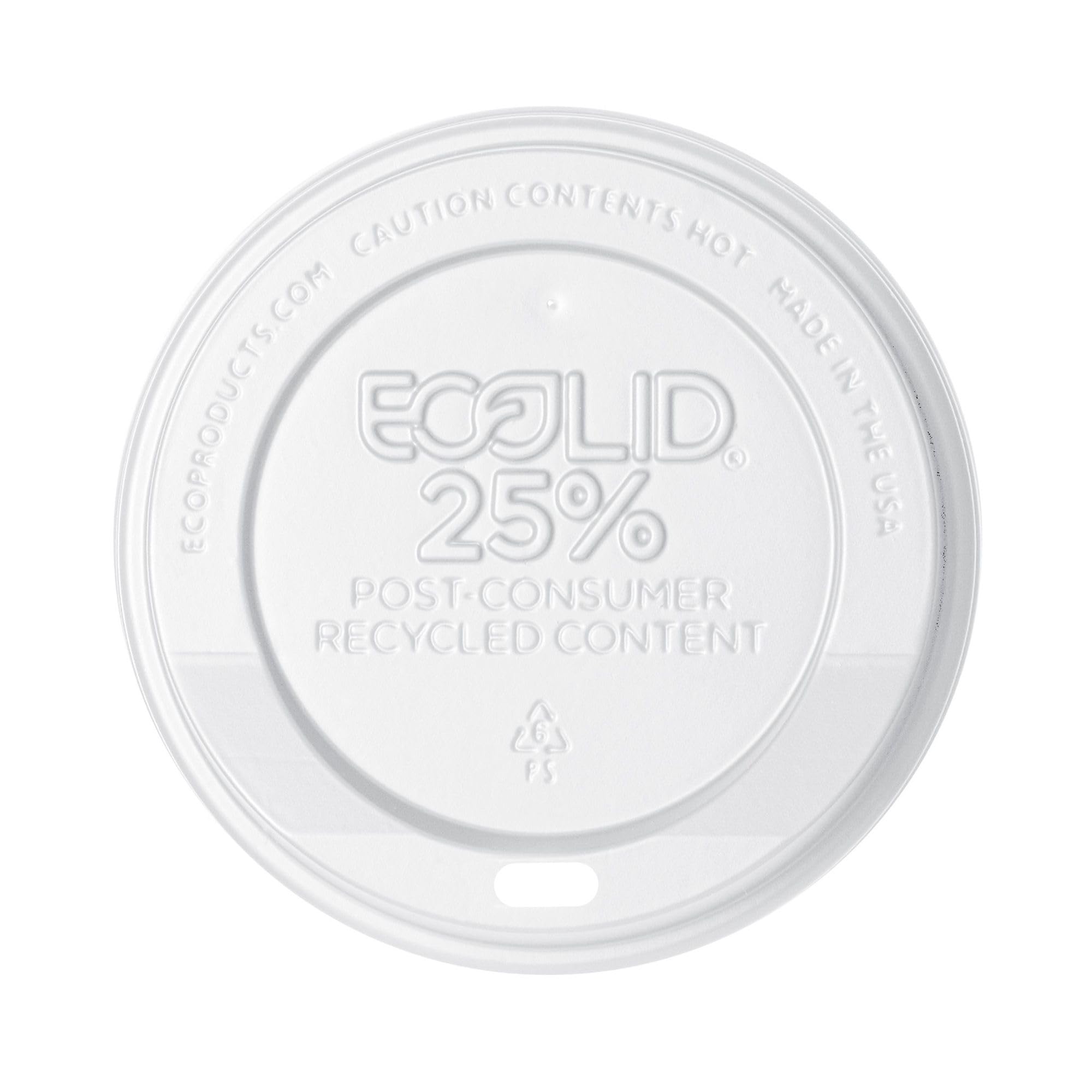 Eco-Products Ecolid 25% Recycled Content Hot Cup Lids, Fits 10 To 20 Oz Hot Cups, White, Case Of 1000 (Ep-Hl16-Wr)