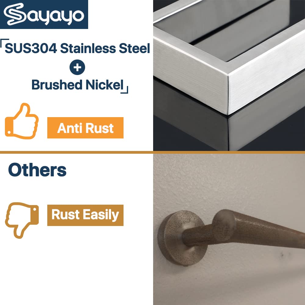 Sayayo Brushed Nickel Toilet Paper Holder Wall Mount, Toilet Tissue Holder For Bathroom Tp Holder Square, Sus304 Stainless Steel
