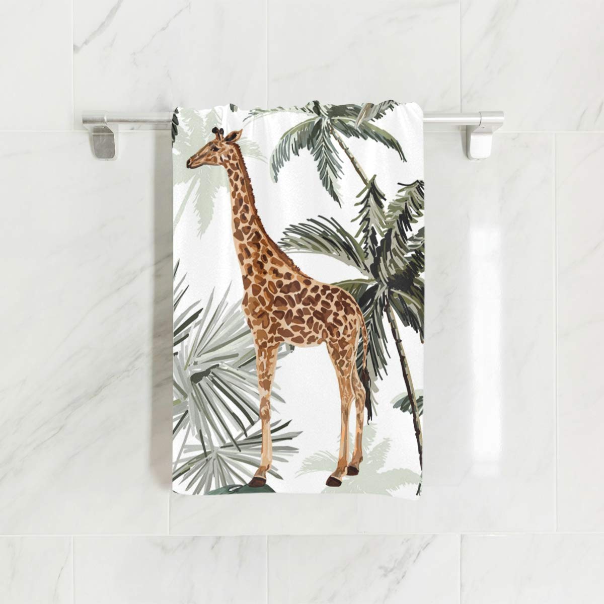Senya Tropical Giraffe Hand Towel Ultra Soft Luxury Towels For Bathroom 30''X15''