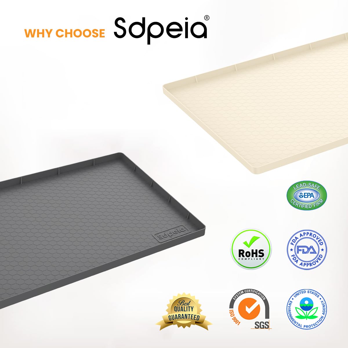 Sdpeia Under Sink Mat For [34'' X 22''] Cabinet, Silicone Waterproof Mat, Kitchen Cabinet Liner Holds Over 2.2 Gallons, Cabinet