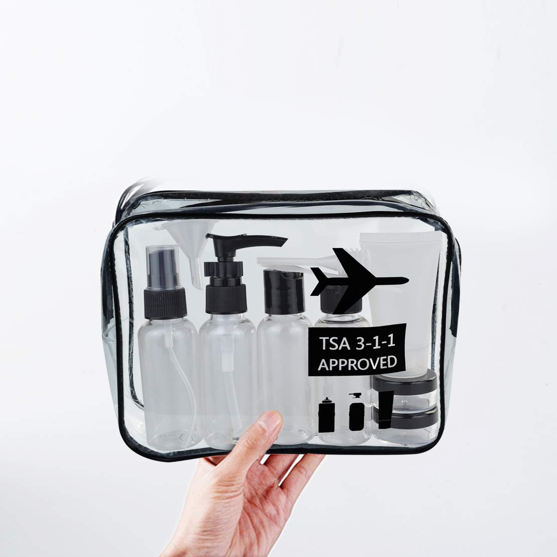 Wobe Travel Bottles And Tsa Approved Toiletry Bag, Clear Quart Size With Leak-Proof Travel Containers Set Makeup Bag Accessories