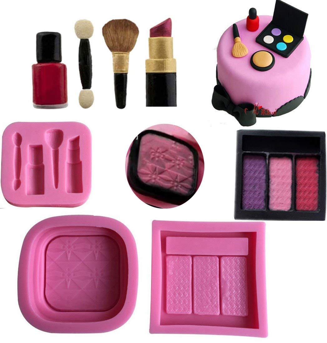Anyana 3D Mini Makeup Tools Loose Powder Eye Shadow Silicone Mould Embossing Cake Fondant Imprint Gum Paste Mold For Sugar Paste