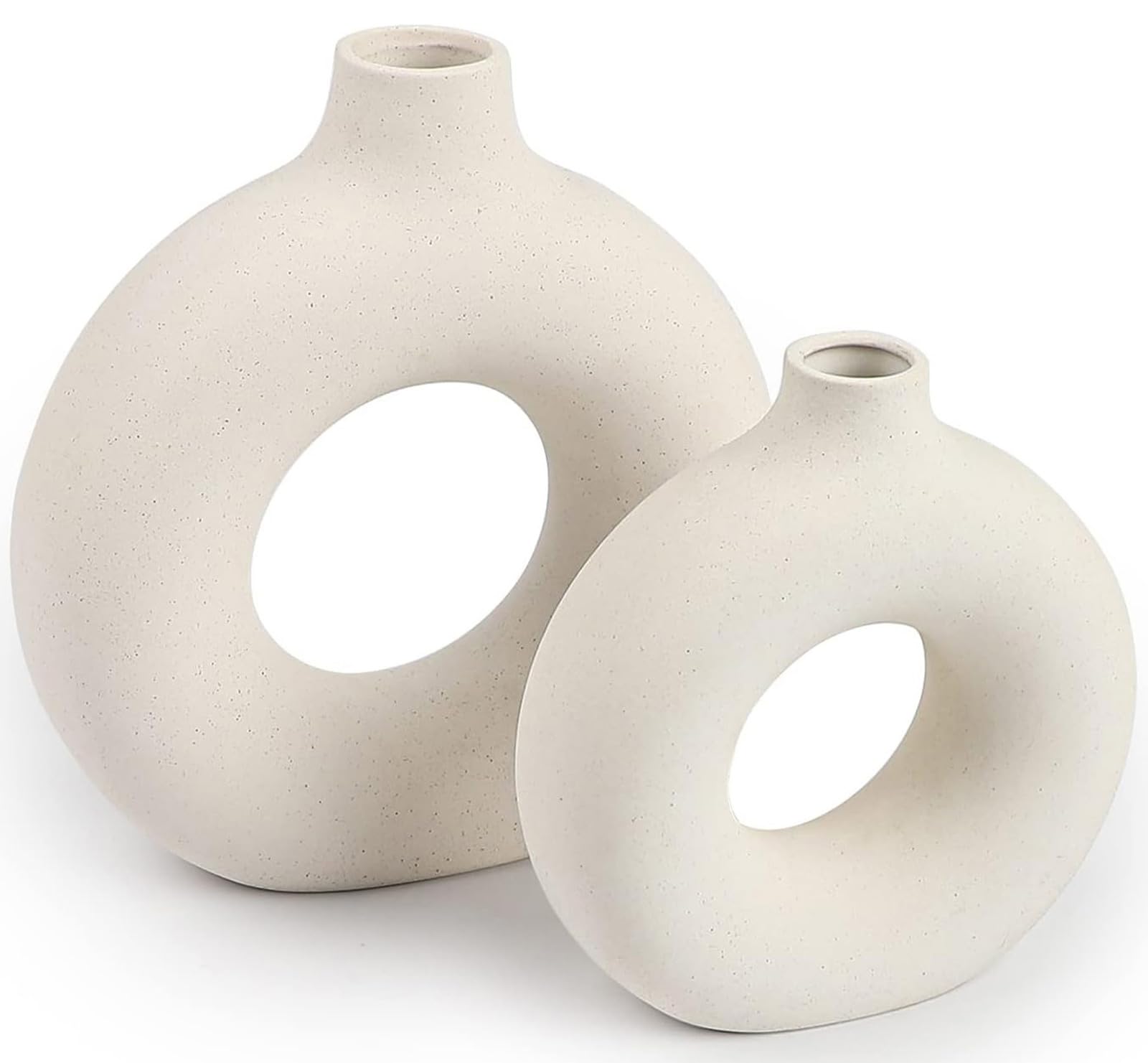 Ceramic Vases Set of 2,Modern Vases for Home Decor, White Boho Vases for Living Room Kitchen Mantle Bedroom Dining Table Office 