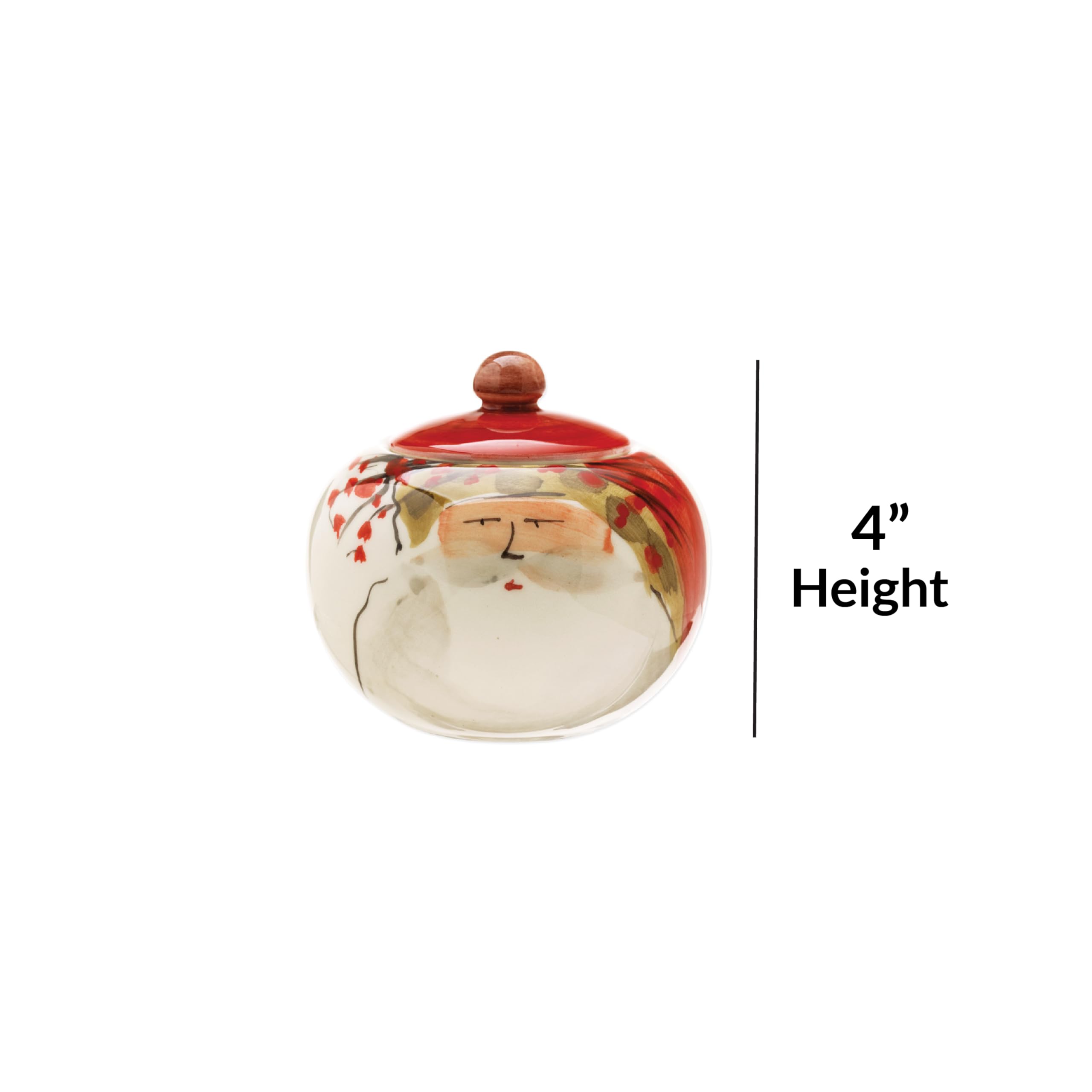 Vietri Old St. Nick Sugar Bowl With Lid, 4'' H Earthenware Coffee Bar Essentials, Cube/Packet Container, Multi-Color