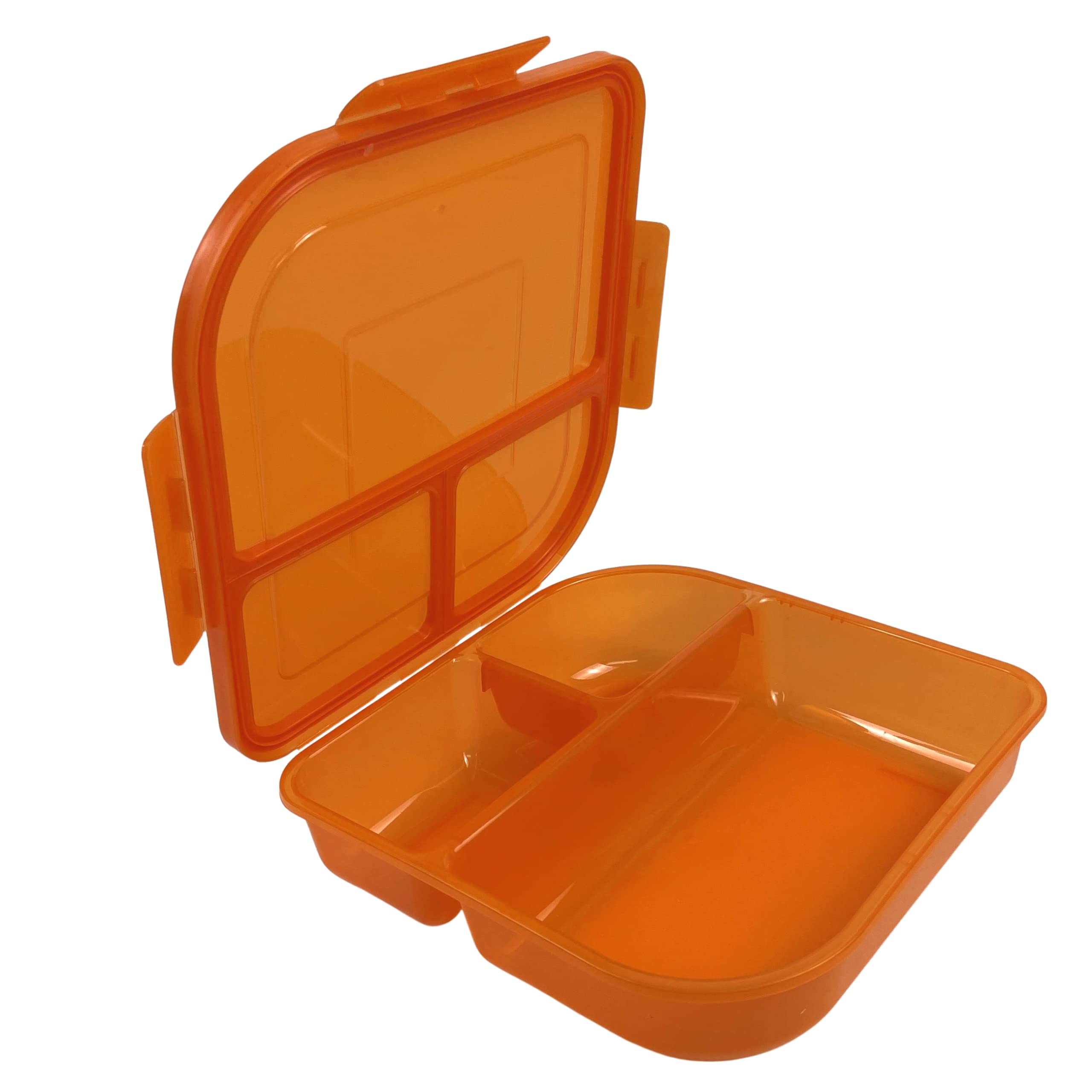 MyGo Container Large To-Go 3-Compartment Food Container, 9-3/8 X 9-3/8 X 2-1/2, Reusable, Microwave Safe, Orange