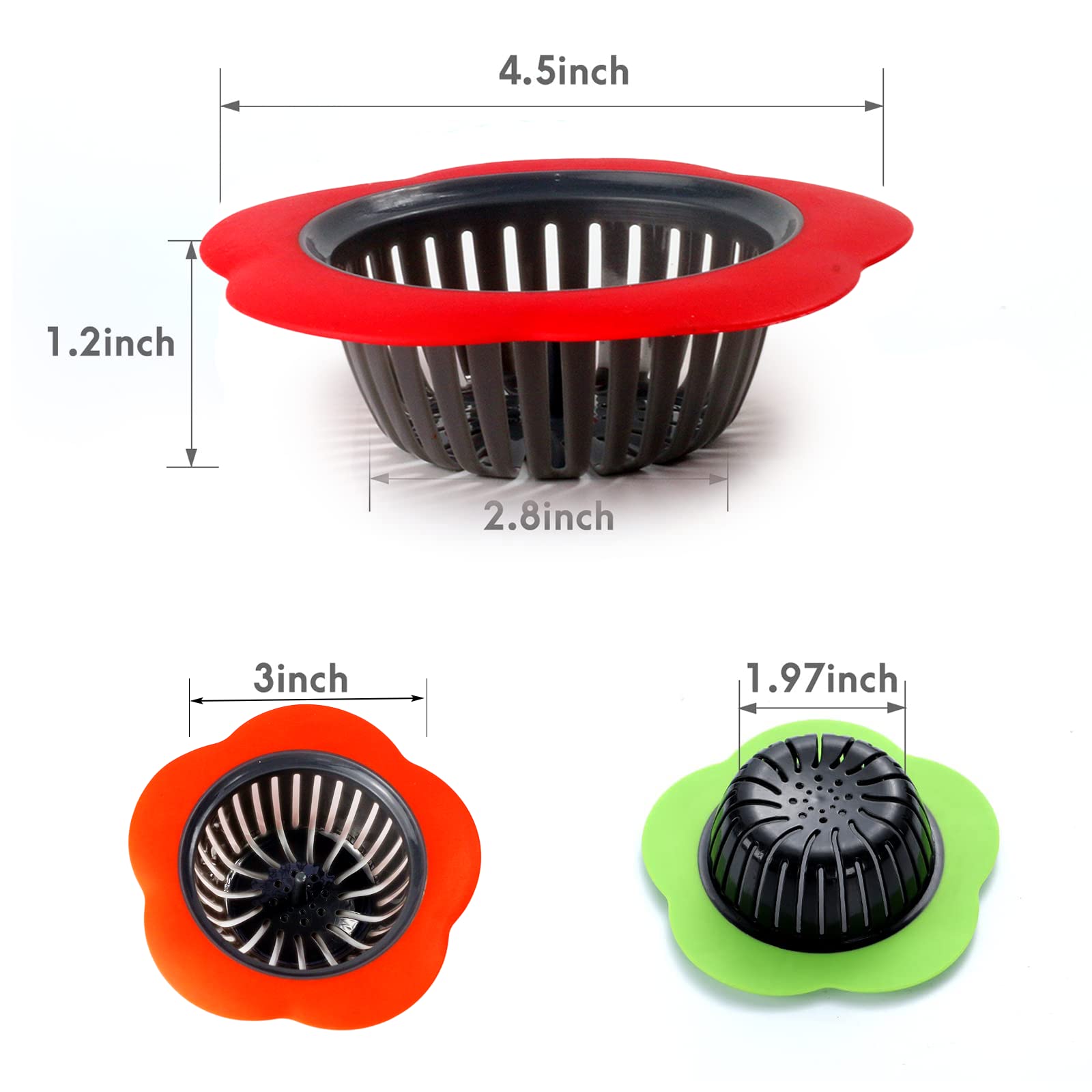 Owfvlazi Silicone Kitchen Sink Filter Strainer Set,4.5'' Universal Bathroom Sink Drain Stopper For Kitchen Waste, Garbage,Vegeta