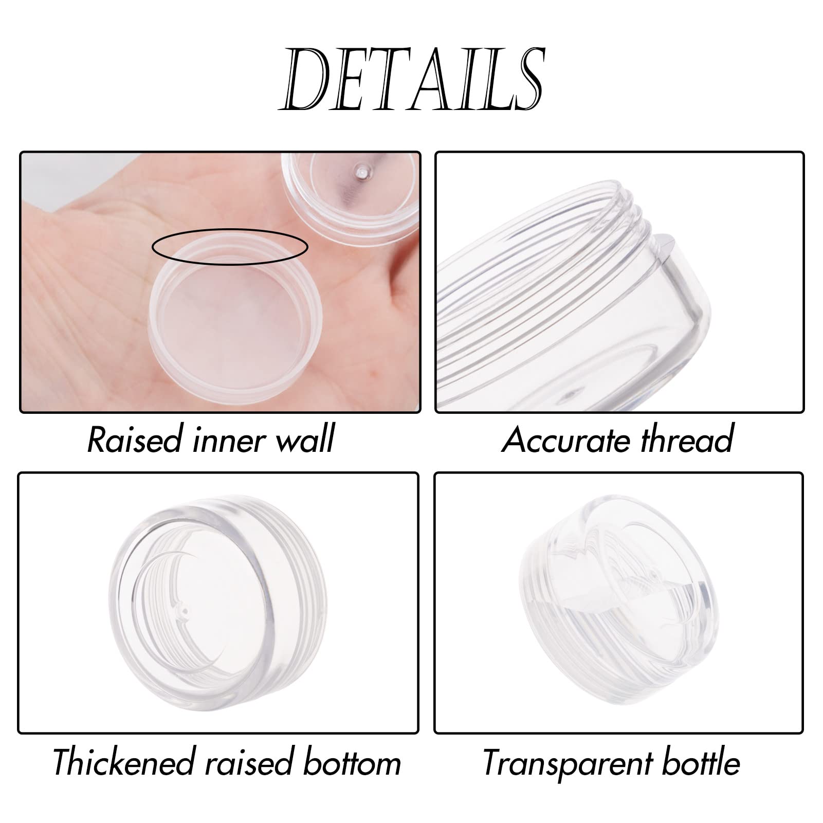 5 Gram Cosmetic Containers 50pcs Sample Jars Tiny Makeup Sample Containers with lids (Clear)
