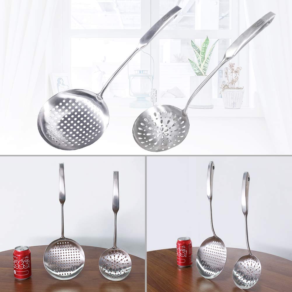 Newness Slotted Spoon, [Rustproof, Integral Forming, Durable] 304 Stainless Steel Widen Skimmer With Vacuum Ergonomic Handle, Co