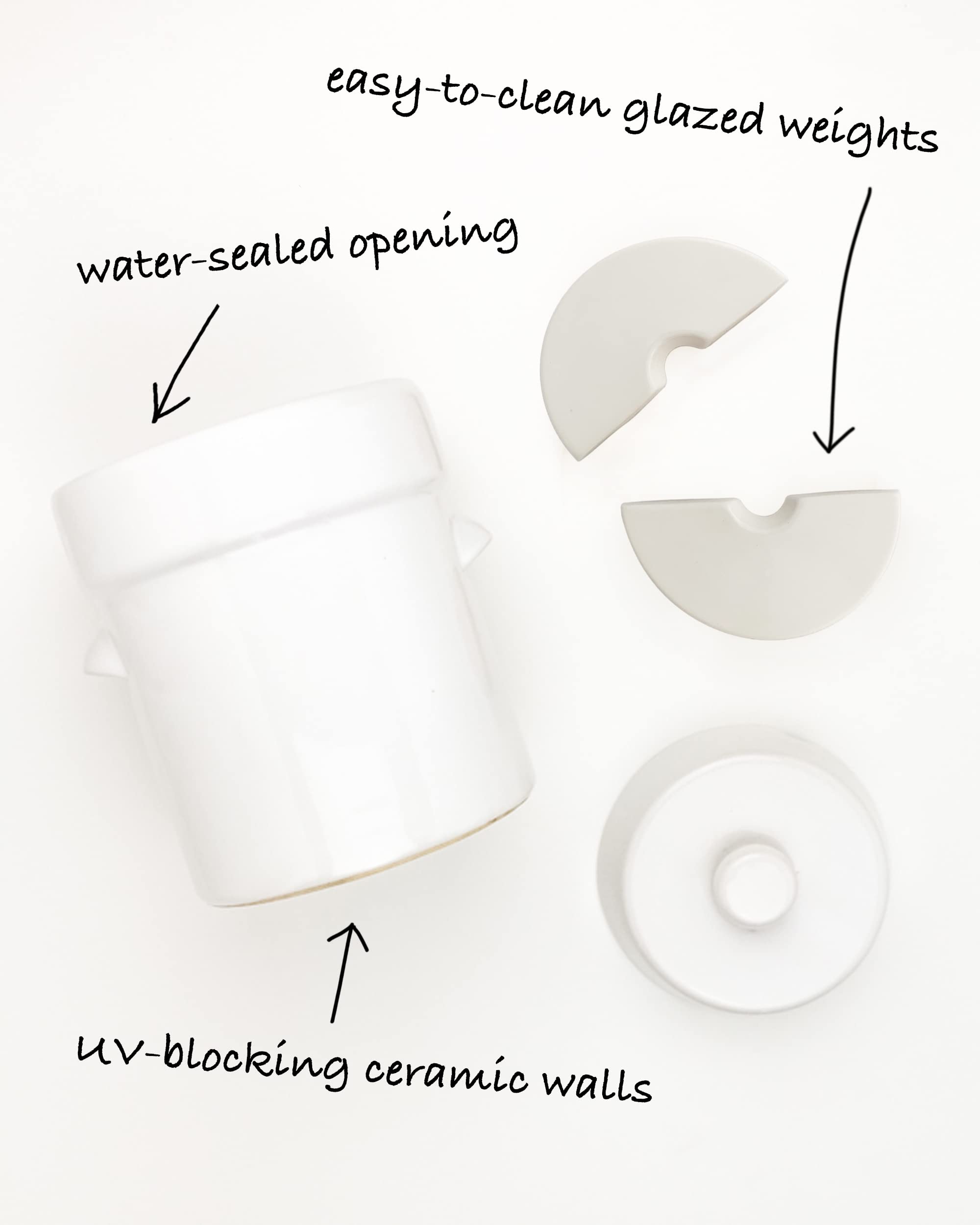 Humble House Sauerkrock Fermentation Crock Jar 10 Liter In Natural White - Stoneware Pot For Fermenting Or Pickling Kimchi, Saue