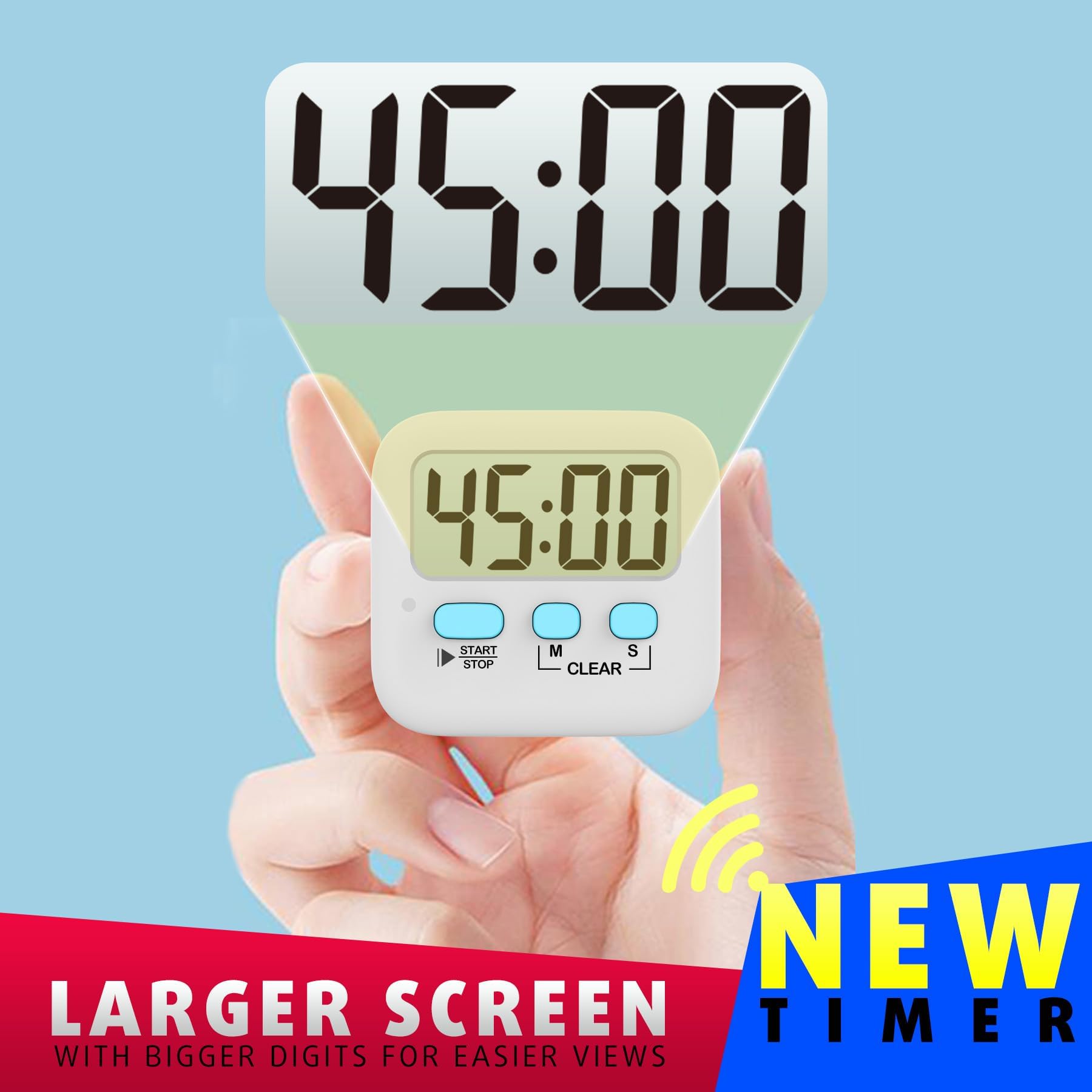 Antonki 2 Pack Digital Timer For Kids, Magnetic Countdown Kitchen Timers For Cooking, Egg, Classroom, Teacher, Exercise, Study,