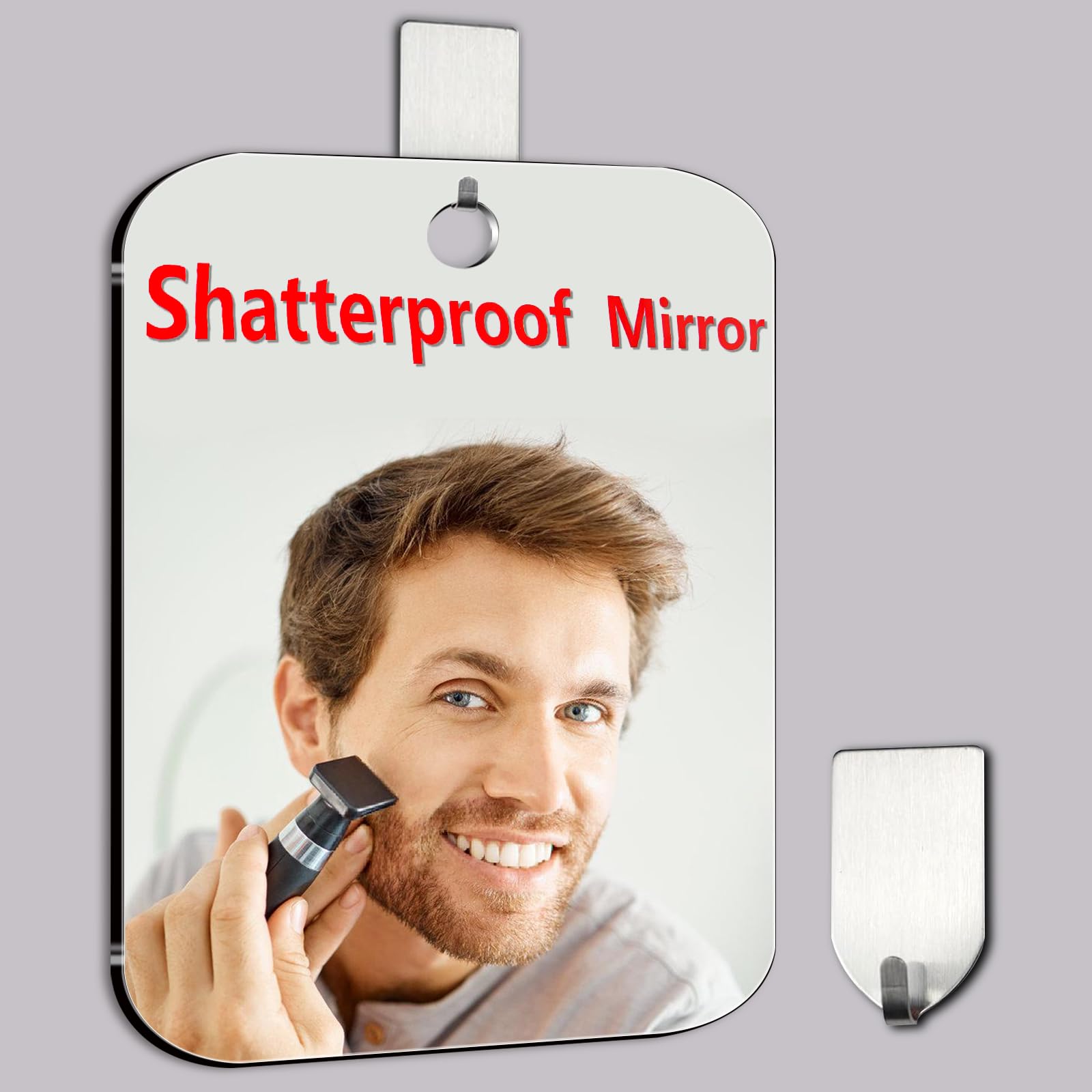 Shower Mirror for Shaving, Larger 11 x 8 Inches Mirror for Wall Hanging Kids Safety, Frameless Portable Travel Camping Mirrors, 