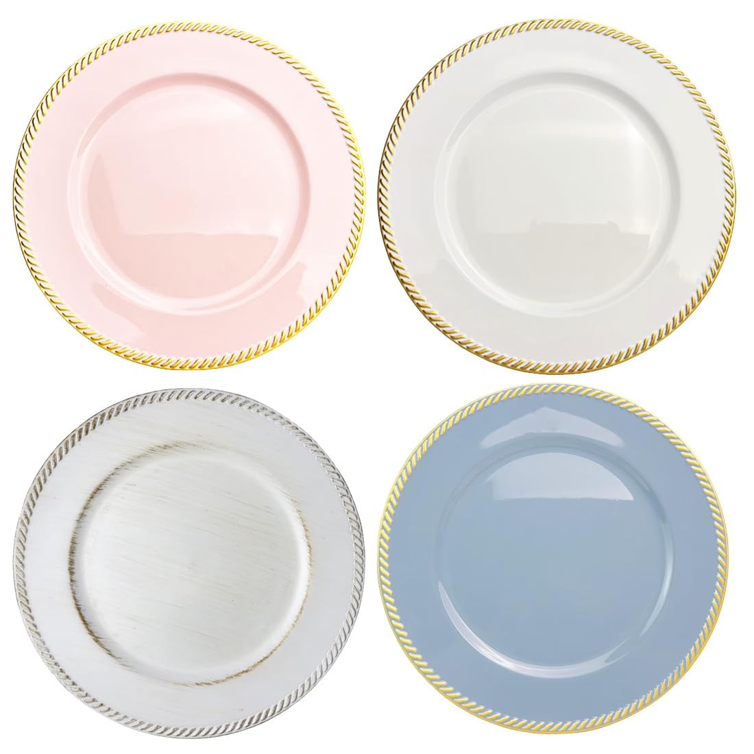 Umisriro 12 pcs Pink Charger Plates, 13 Inch Plastic Round Charger Plates for Dinner, Tabletop Decor, Wedding, Event Decoration.