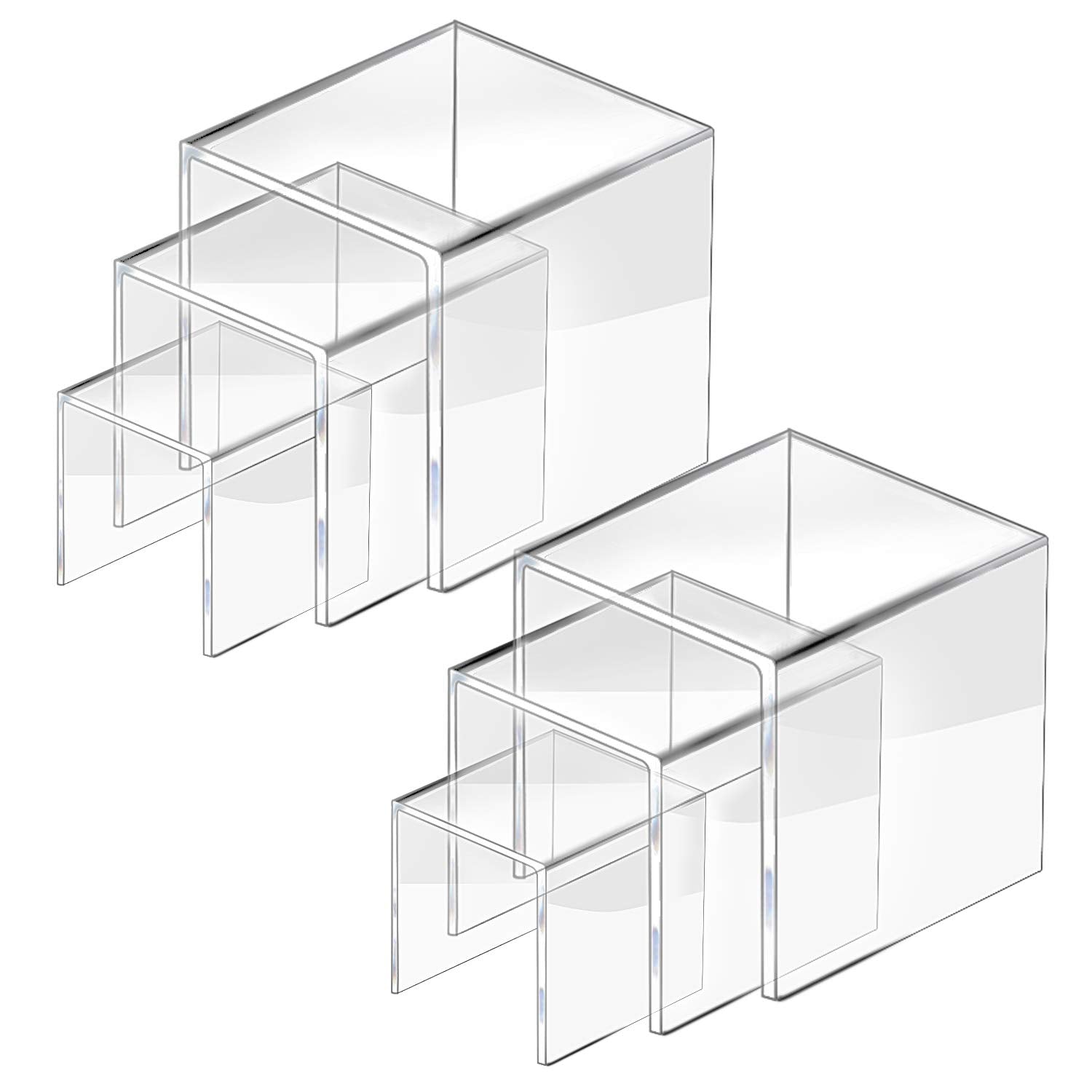 Cecolic Clear Acrylic Riser Display Stand, Acrylic Display Riser Stand Shelf For Pops Figures, Jewelry, Candy, Cupcake, Dessert,