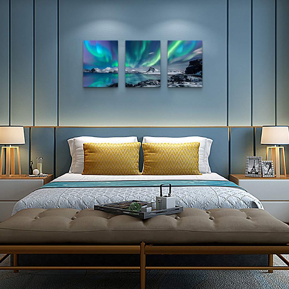 Farmhouse Canvas Wall Art For Bedroom Wall Decorations For Living Room Office Wall Decor Aurora Scenery Painting On Stretched An