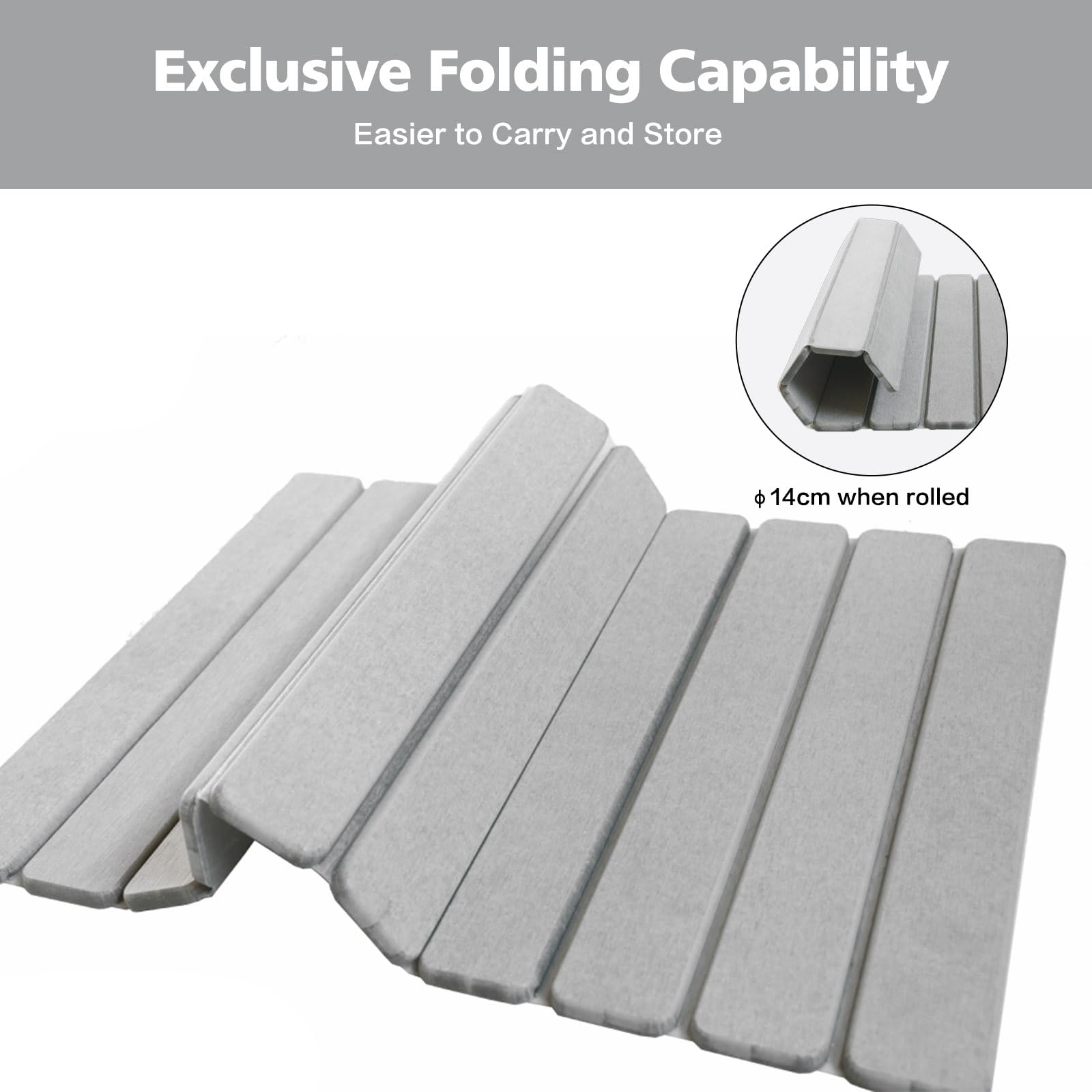 Foldable Stone Bath Mat, Diatomaceous Earth Bath Mat, Non-Slip Super Absorbent Quick Drying Bath Stone Mat, Luxury Bath Mat For