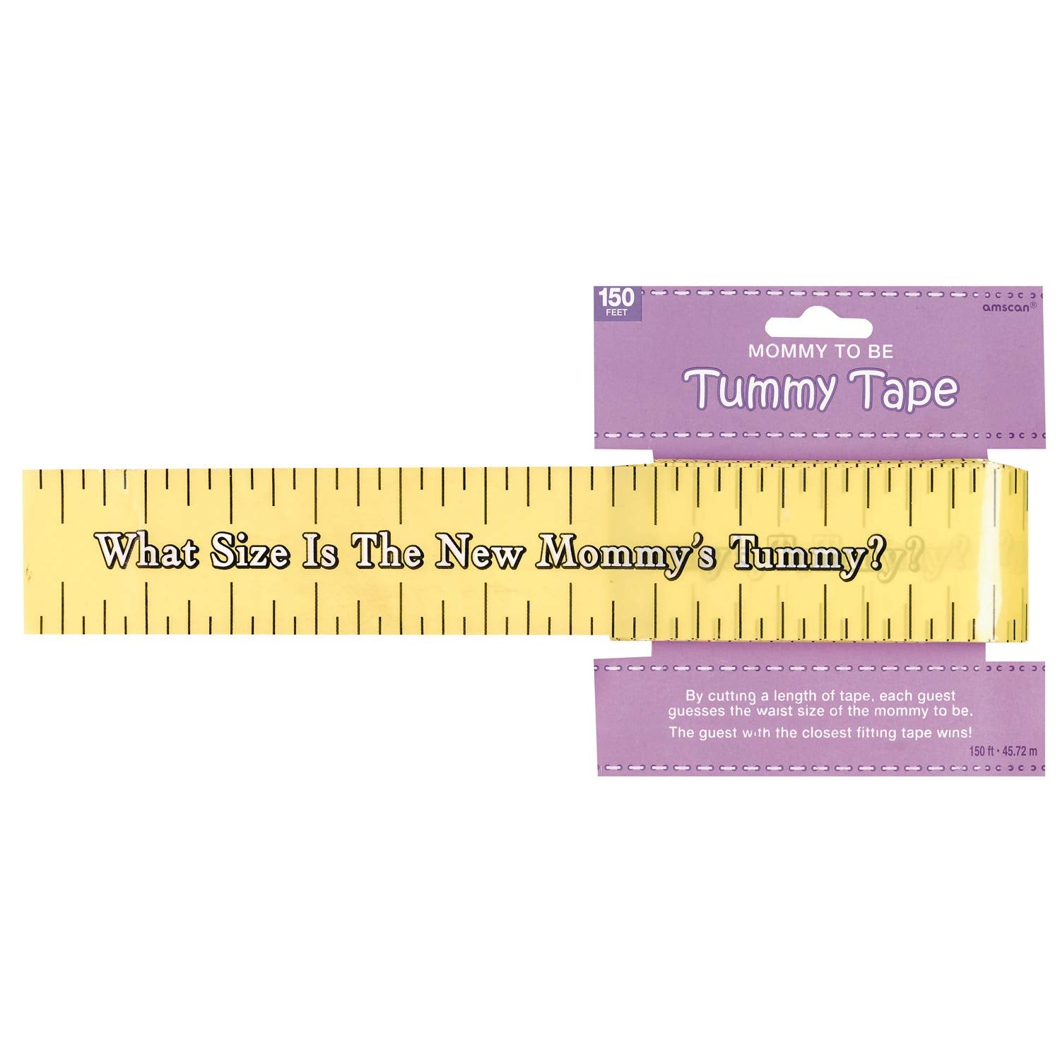 Amscan Delightful Tummy Measure Game Baby Shower Party Novelty Favors, 2In X 150Ft, Yellow