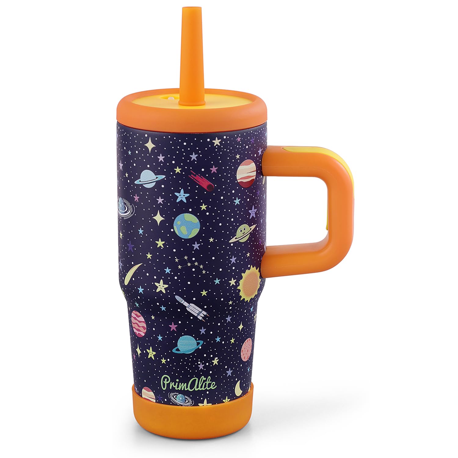Primalite 450Ml Kids Stainless Steel Insulated Tumbler With Handle & Silicone Straw Lid | Double-Wall Vacuum, Silicone Base & Ve
