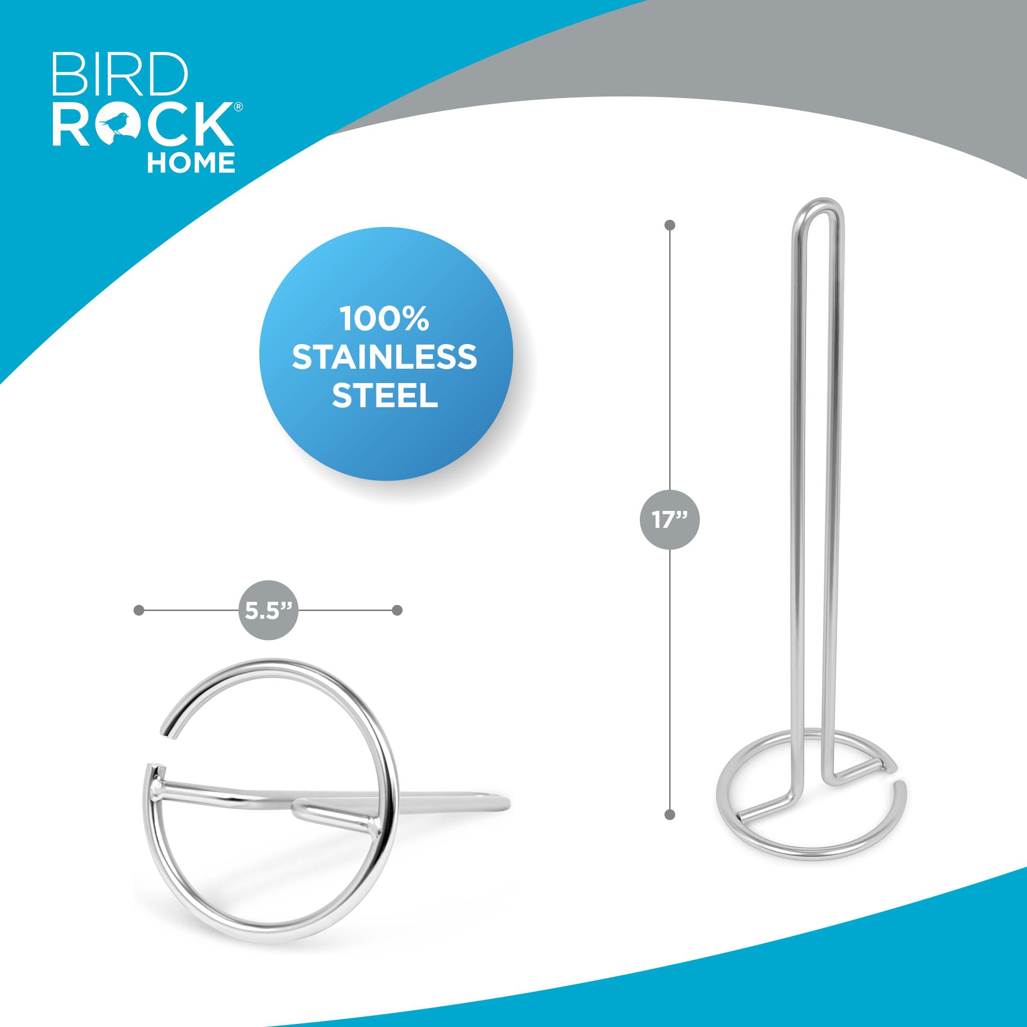 Internet'S Best Stainless Steel Toilet Paper Holder Reserve - Modern Vertical Stand Tissue Dispenser - Brushed Stainless Steel R
