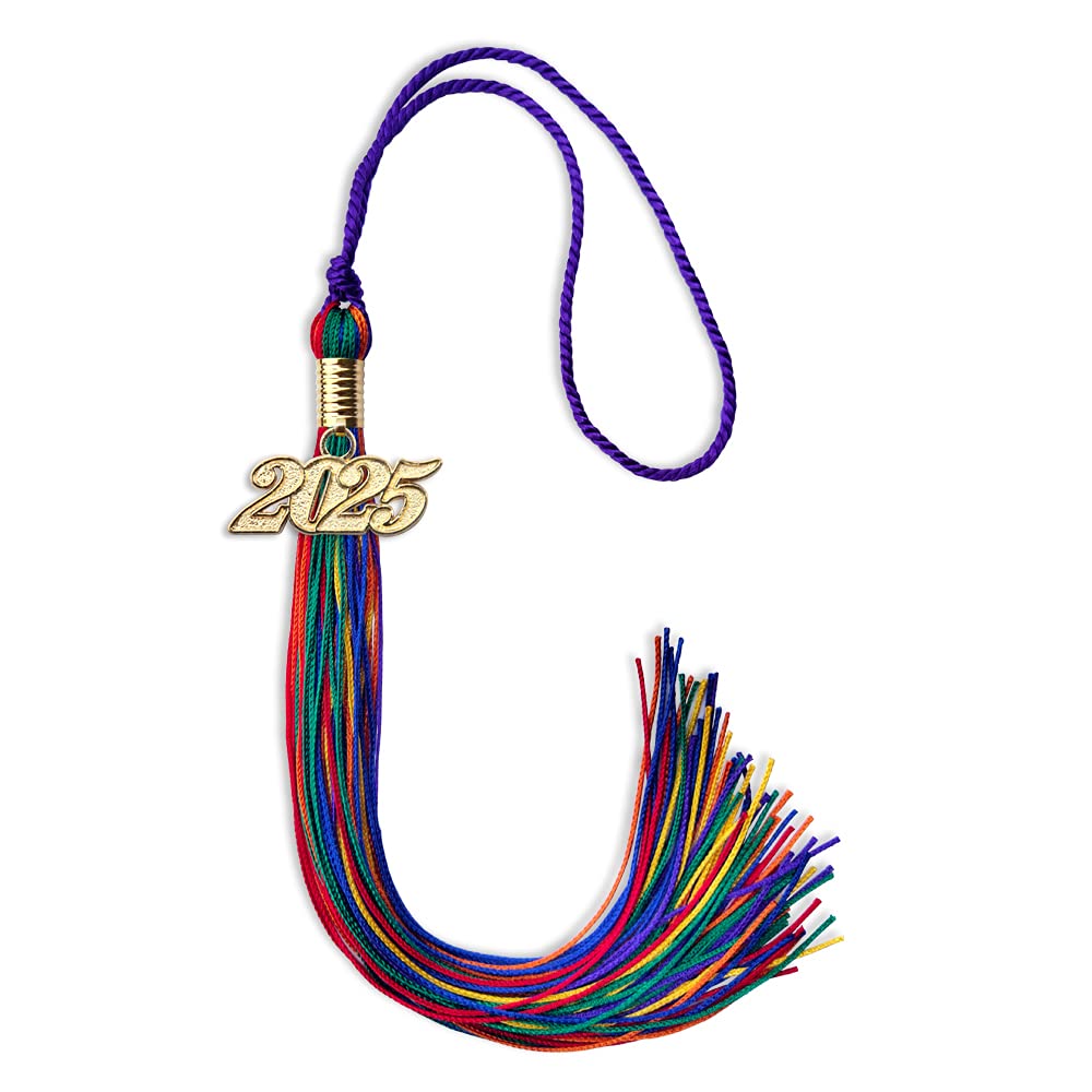 Endea Graduation Single Color Tassel with Gold Date Drop (Rainbow, 2025)