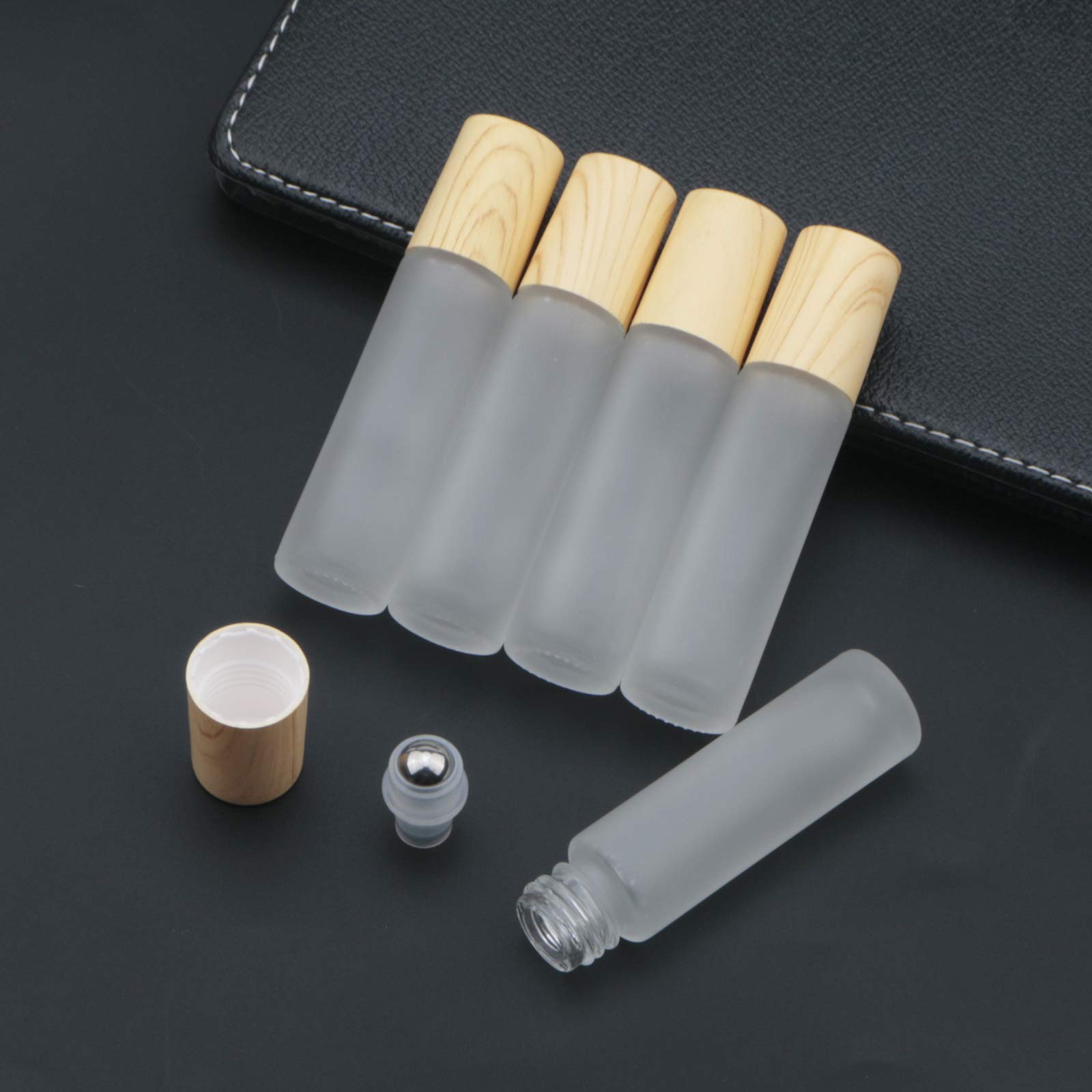Kesell 10Ml(1/3Oz) Roll On Bottles,10 Pack Essential Oil Bottles Glass Roller Bottles Perfume Cosmetic Sample Bottles With Stain