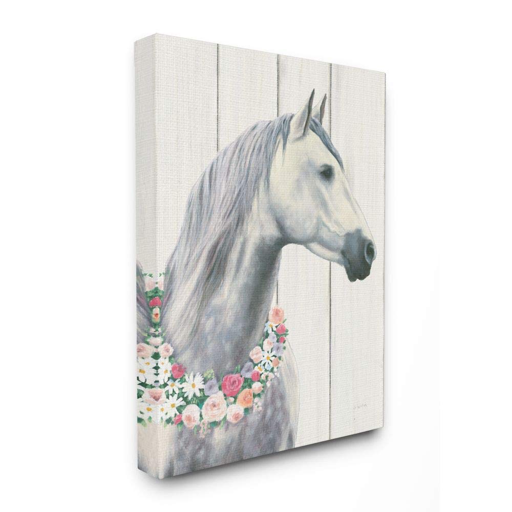 Stupell Industries Spirit Stallion Horse With Flower Wreath Canvas Wall Art, Multi-Color