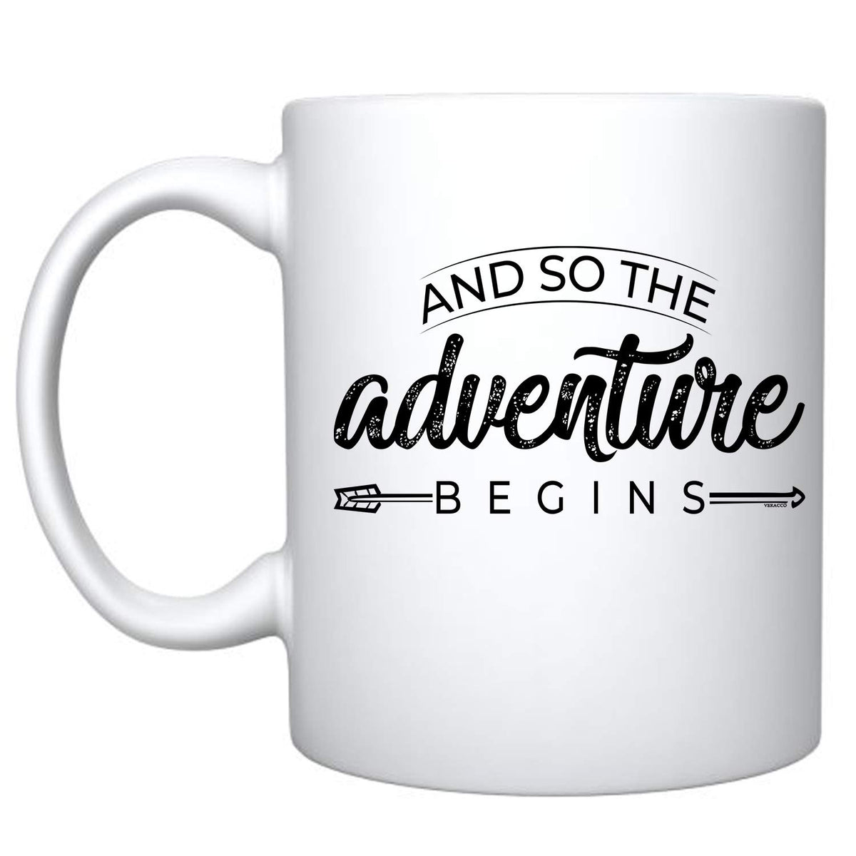 Veracco And So The Adventure Begins Ceramic Coffee Mug FunnyGift For Someone Who Loves Drinking Bachelor Party Favors (White)