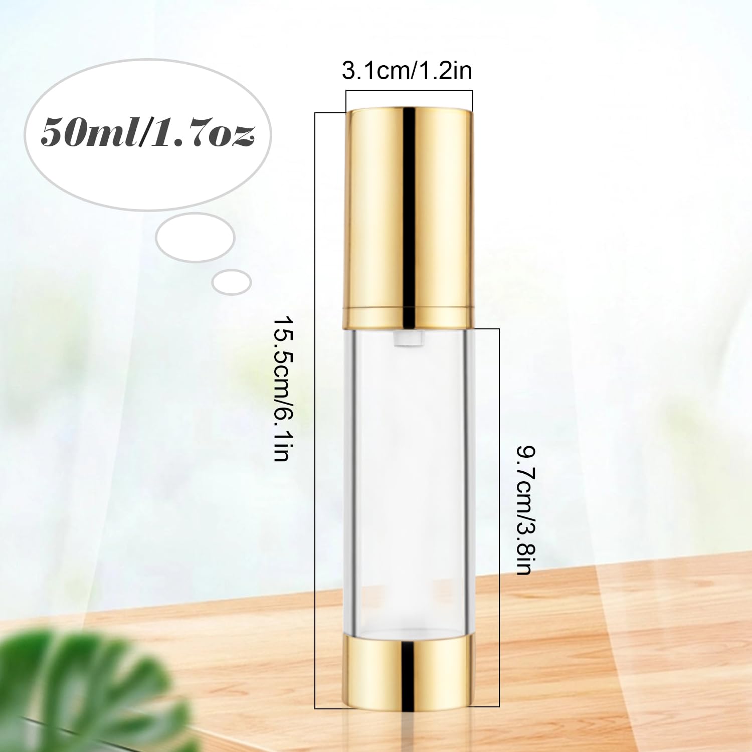 Bosmiow 4Pcs 50Ml/1.7Oz Long Airless Lotion Pumprefillable Vacuum Bottles Travel Size Makeup Foundations Dispensers,Face Cream C