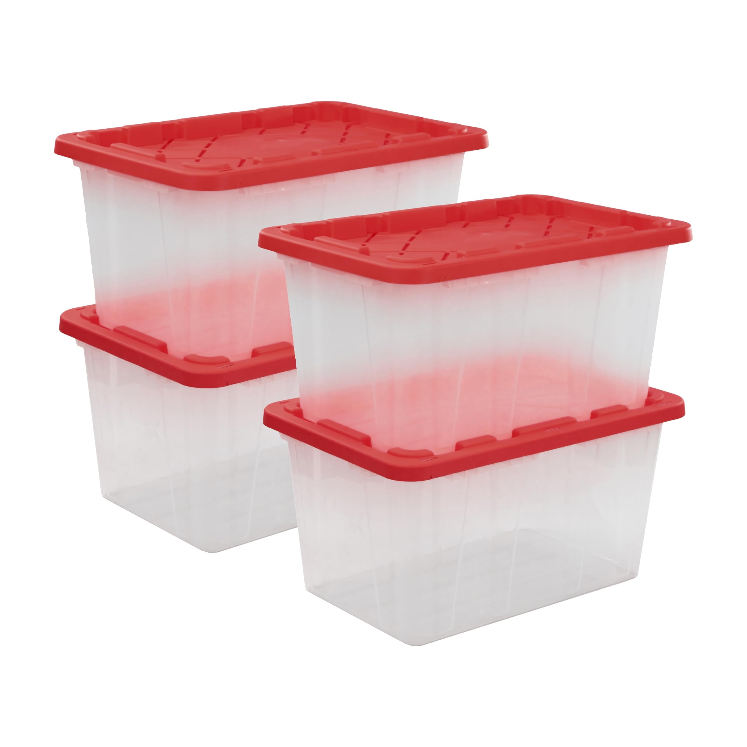 Cx Black & Yellow, Xtra Tall 27-Gallon Heavy Duty Clear Storage Container & Snap-Tight Lid, Clear & Red (28.5   L X 19.4   W X 1
