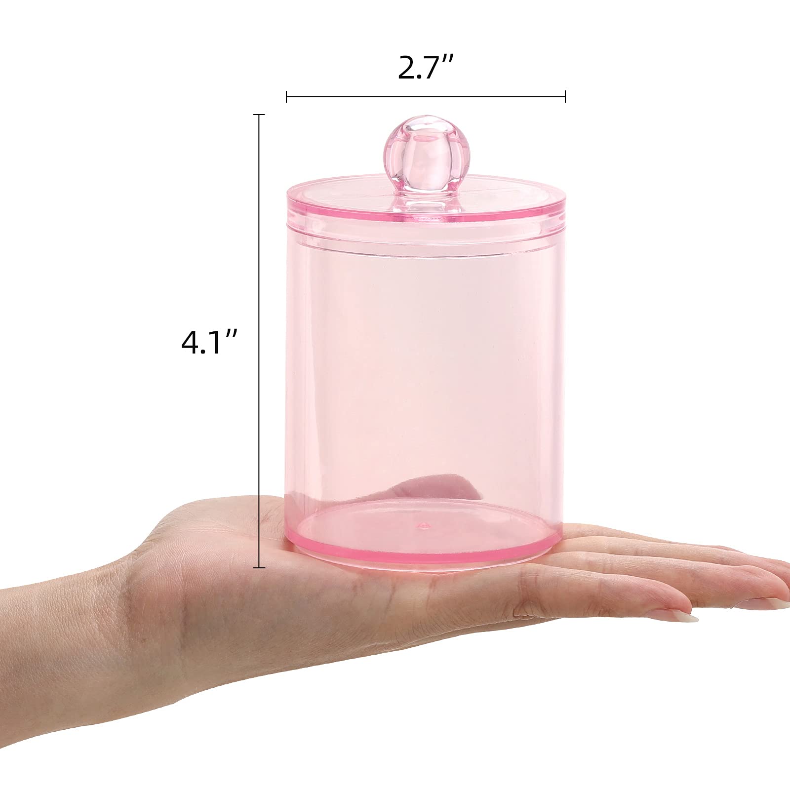 Tbestmax 2 Pack Qtip Holder Bathroom Jars Canisters For Cotton Ball Swab Pad Storage Dispenzer, Pink 10-Ounce
