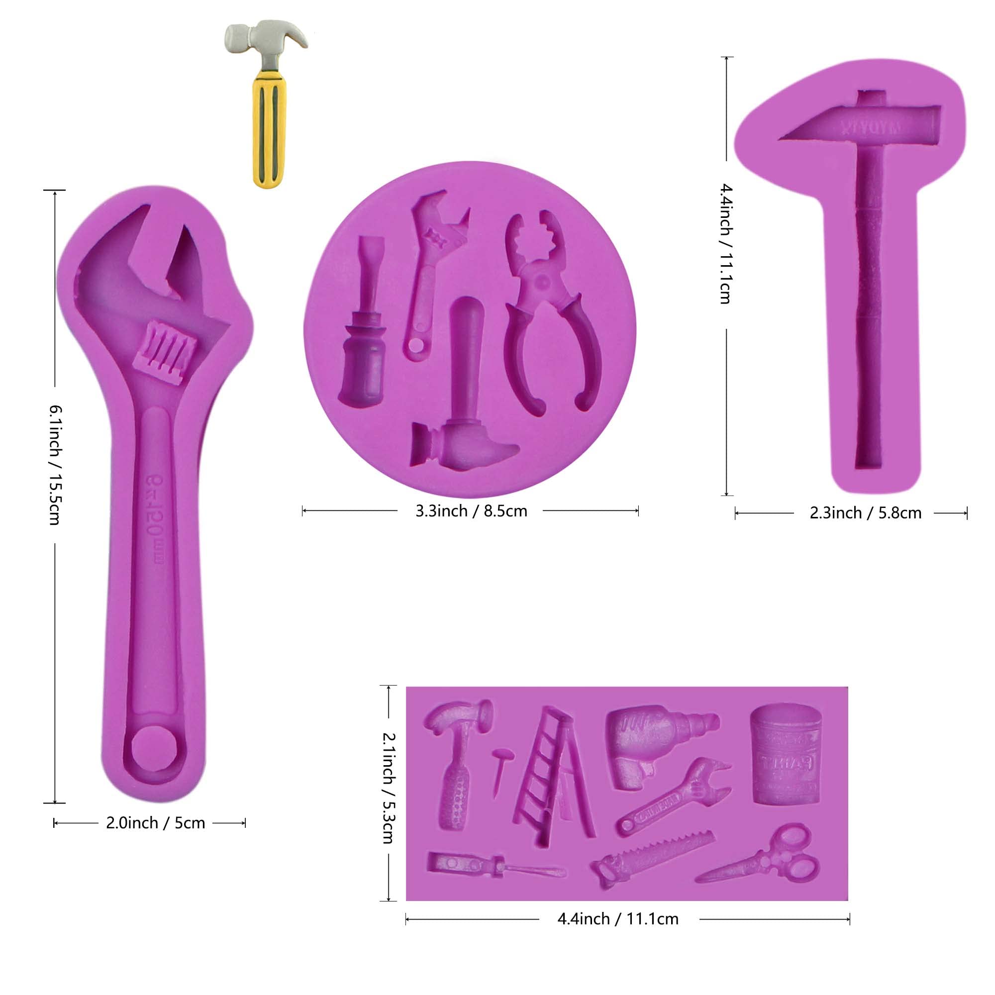 Hand Tools Silicone Molds, Construction Tools Wrench Fondant Molds, Hammer Ladder Pliers Chocolate Baking Molds For Cake Decorat