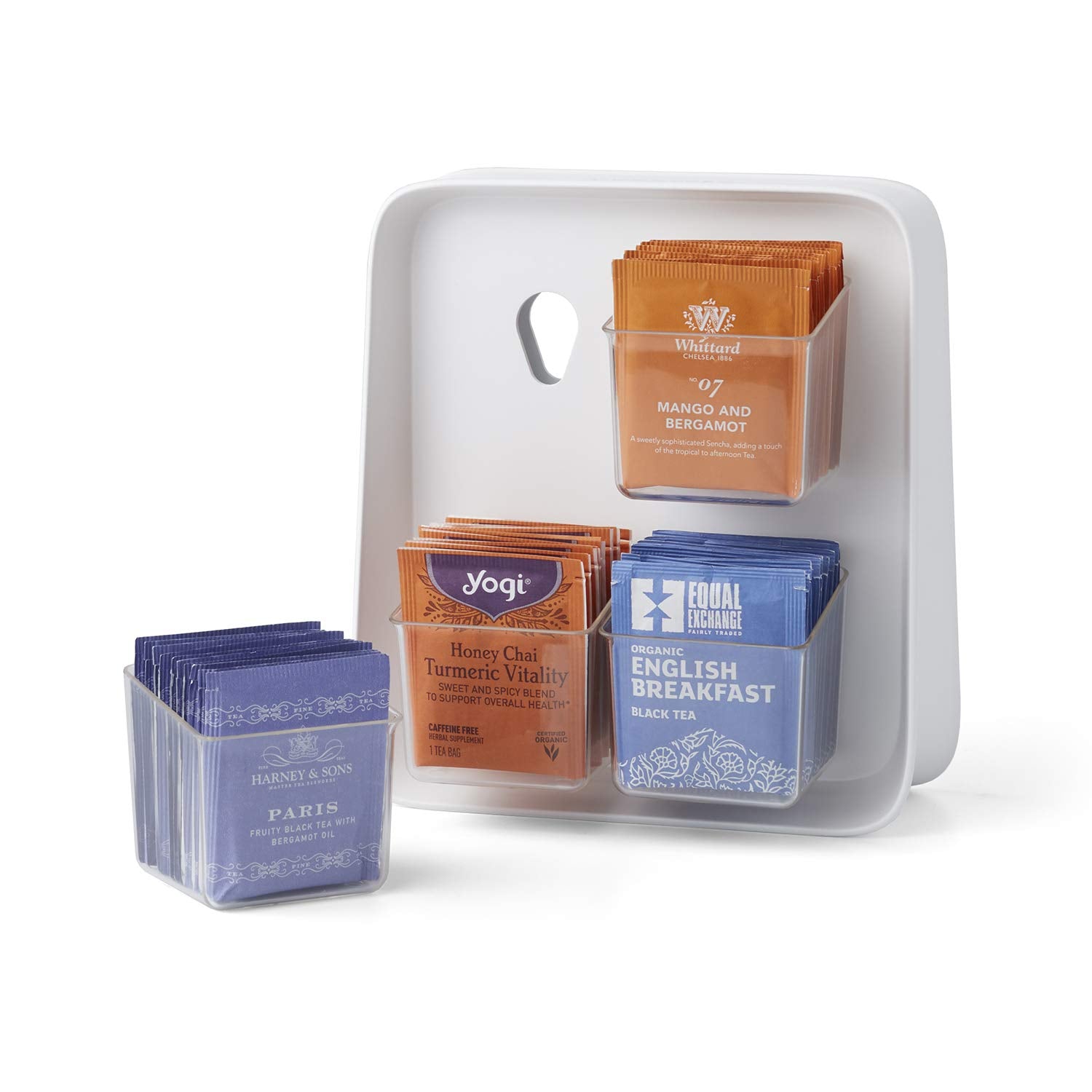 Youcopia Teastand Tea Bag Organizer With Clear Removable Bins, Cabinet Or Pantry Storage Caddy, 80-Bag