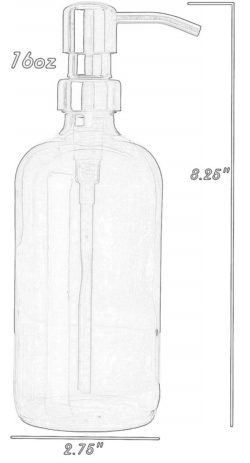 Black Glass Soap Dispenser With Gold Metal Pump - 16Oz Glass Jar For Liquid Soap, Lotion Or Shampoo (Black/Gold)