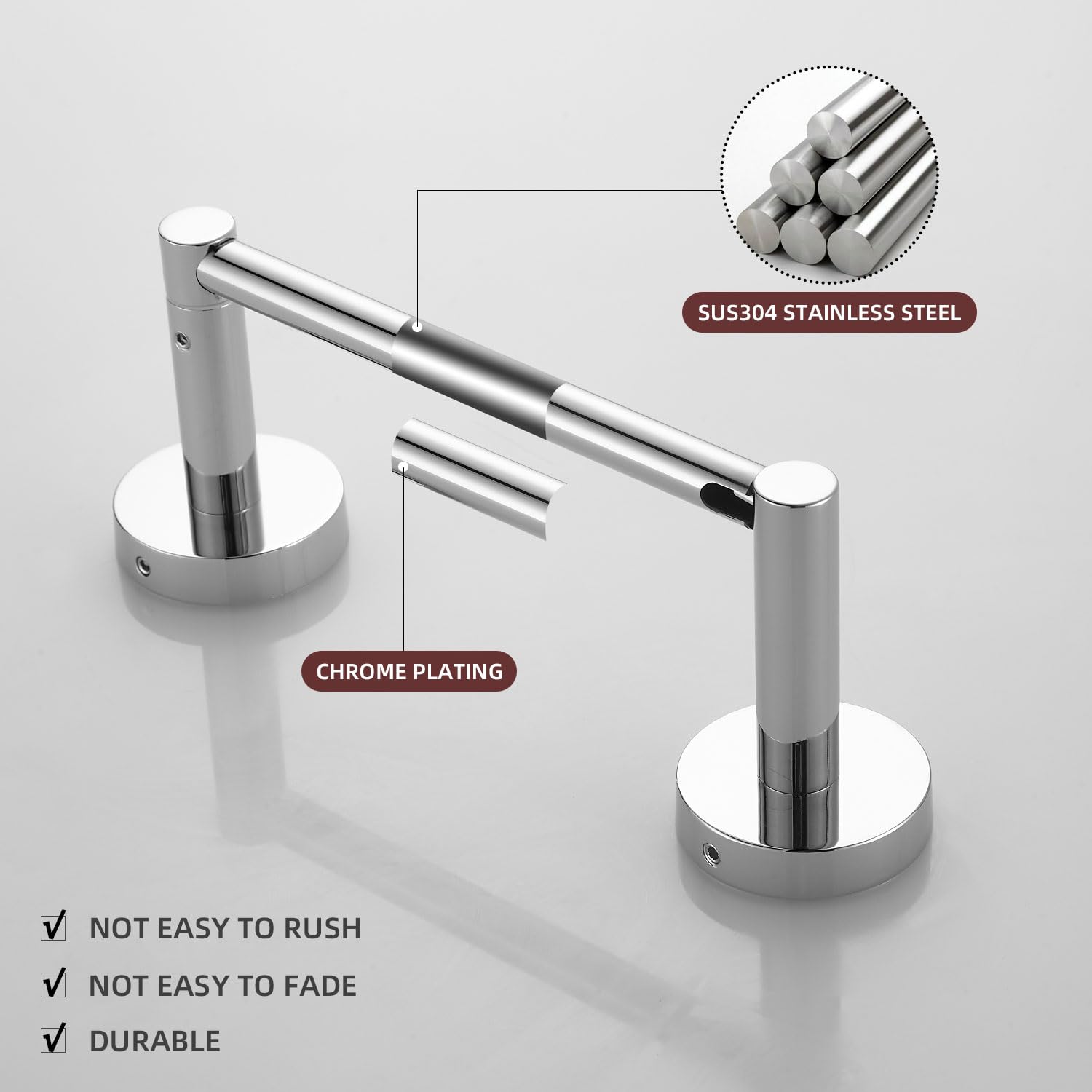 Fairgia Chrome Toilet Paper Holder Towel Ring,Bathroom Hardware Set,Hand Towel Holder Wall Mount Tissue Roll Holder With Double