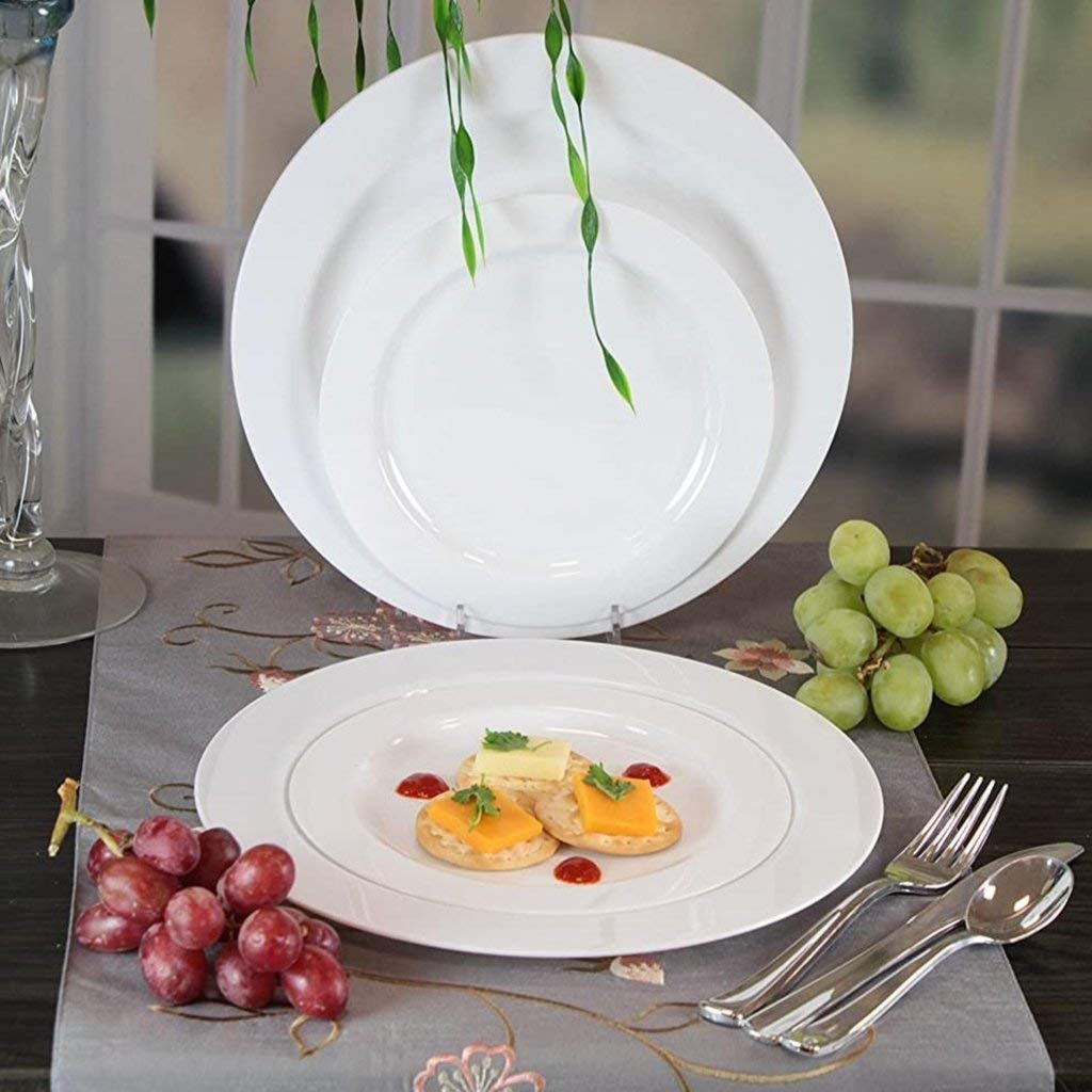 Lillian Tablesettings Round Magnificence Charger Plastic Plate - 12'' | White | Pack Of 10 (33591)