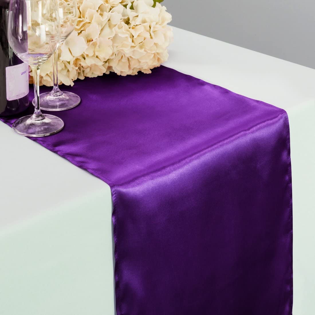 Linentablecloth 14 X 108-Inch Satin Table Runner Purple