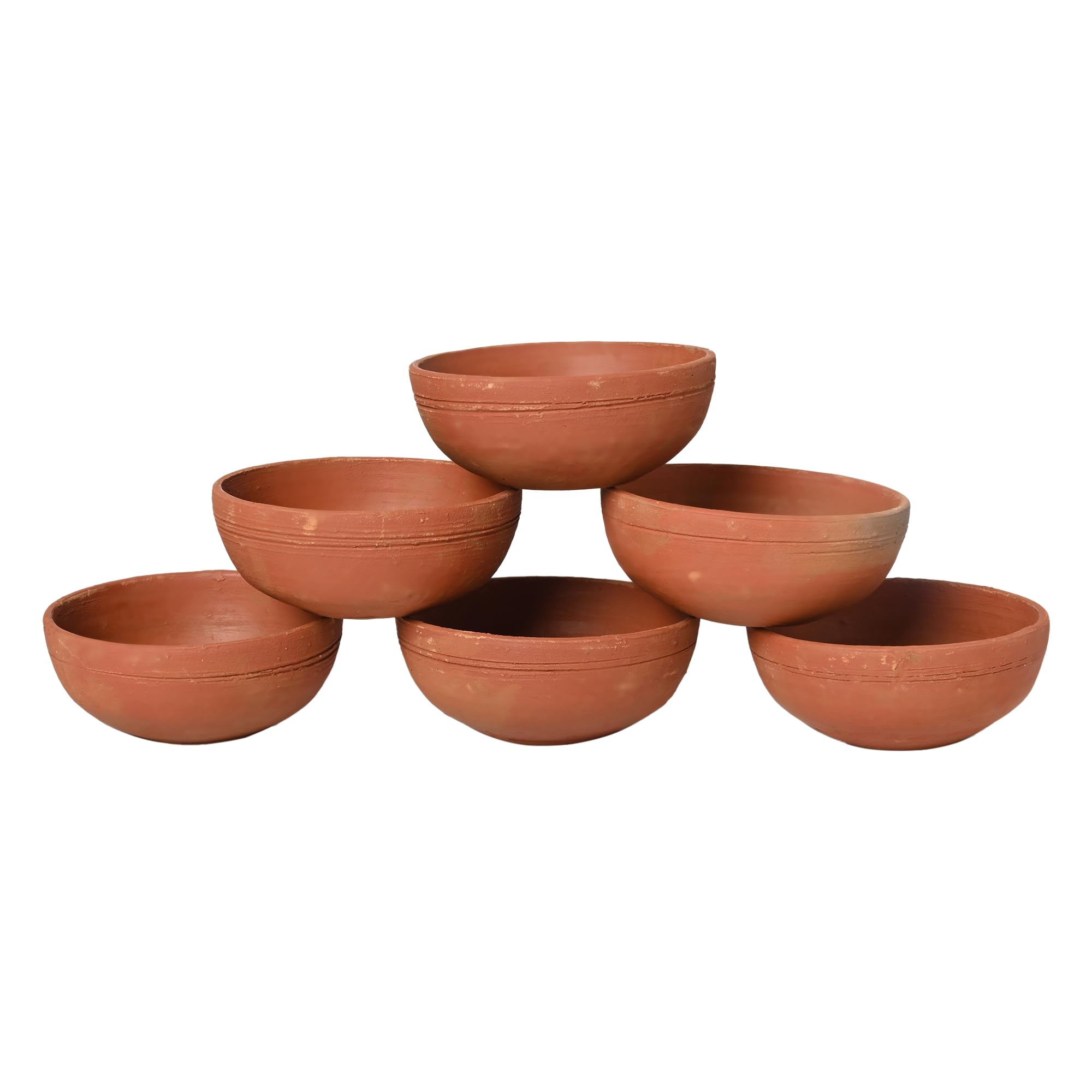 Ksi Handmade Terracotta Clay Bowl Set 250 Ml Pack Of 6 Earthen Katori For Soup Dal Curry Kadhi Natural Clay Serveware Heat Retai