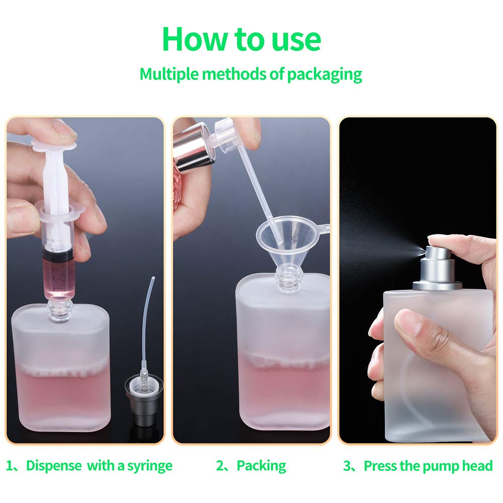2 Pack 100Ml/3.38 Oz Empty Frosted Glass Spray Bottle Perfume Atomizer, Refillable Fine Mist Spray Empty Perfume Bottles With 4