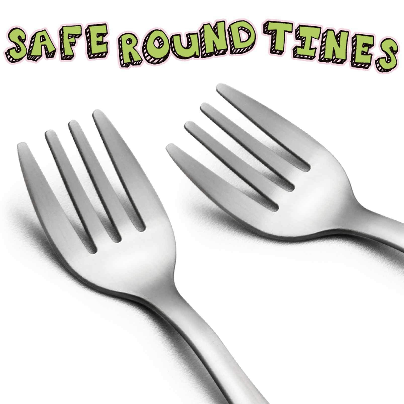 Teamfar Toddler Fork, Stainless Steel Toddler Utensils Forks Set Of 6, Non Toxic & Healthy, Cute Animals & Attached Travel Case