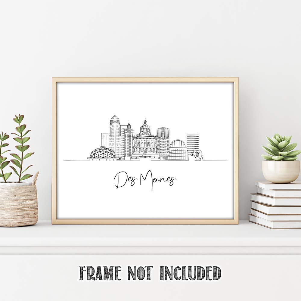 Des Moines, Iowa State City Skyline Landscape - United States Of America Travel Adventures & Vacation Cityscape Wall Art Decor-
