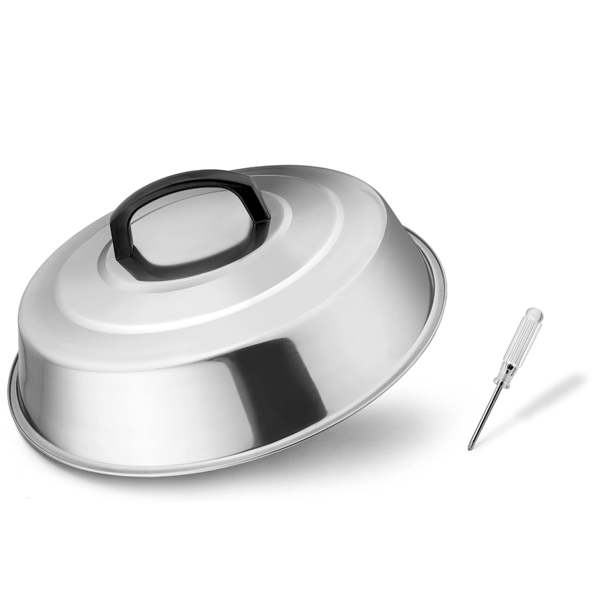 Leonyo 12'' Cheese Melting Dome, Metal Steam Basting Cover For Griddle Grill, Stainless Steel Griddle Accessories For Bbq Flat T