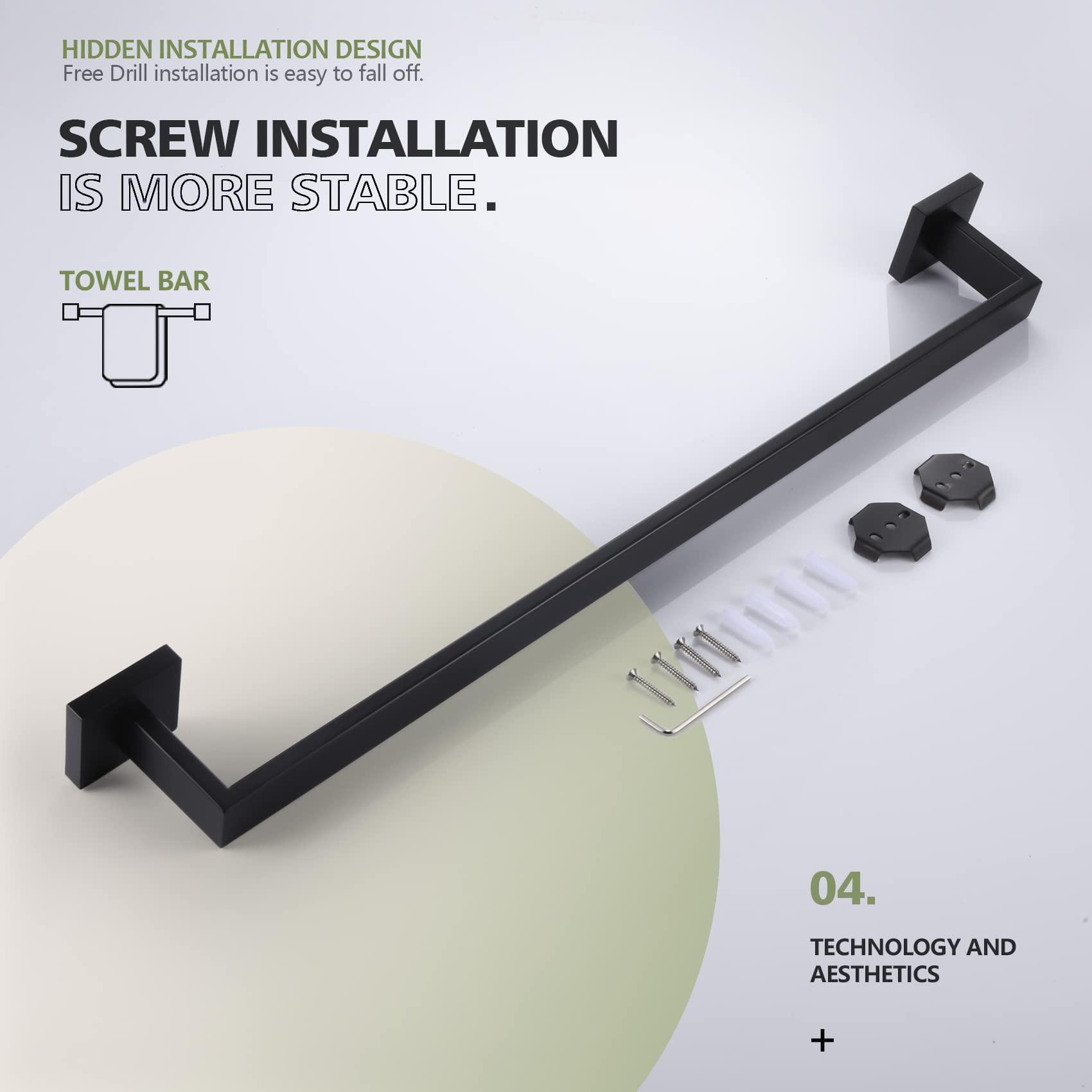 KOKOSIRI 20-Inch Single Towel Bar  Bathroom Kitchen Towel Holder  Wall Mounted SUS304 Stainless Steel Towel Rack  Matte Black  B4003BK-L20