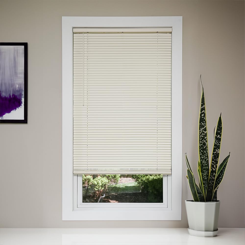 Room Darkening Cordless Mini Blind - 18.5  W x 48  L - Alabaster, Over 1,400 Custom Sizes Starting at 9.97, Durable 1  Vinyl Sla