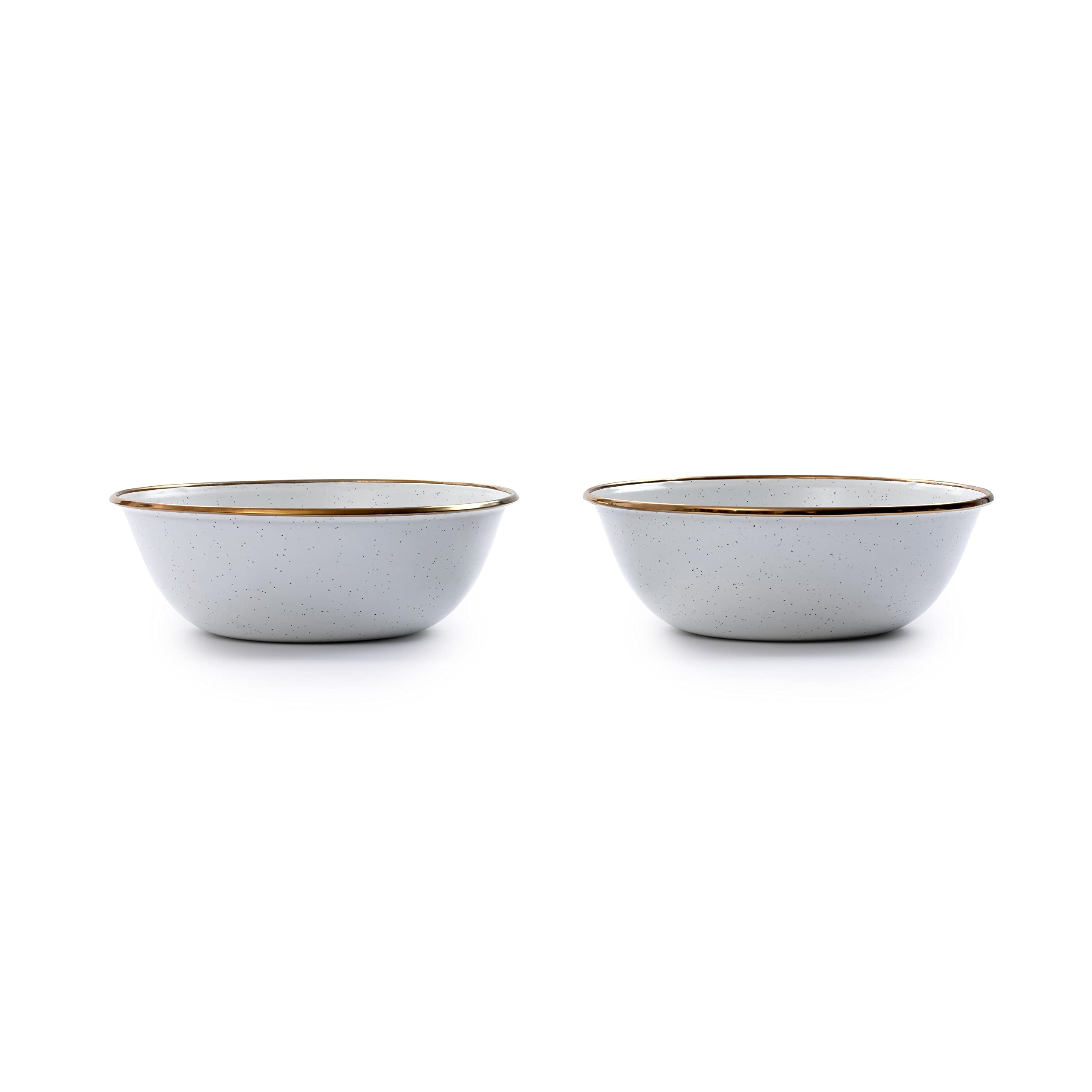 Barebones Enamel Deep Plate - Set of 2 Dinner Plates - Hand-Finished Baked Stainless Steel Trim Plate Set - Camping Kitchen and 