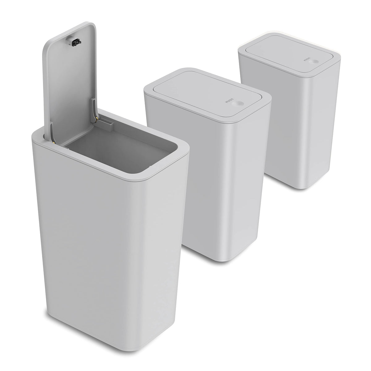 N. Netdot 3 Pack 10 Liter / 2.6 Gallon Bathroom Trash Can, Small Trash Can With Lid, Garbage Can Waste Basket For Bathroom, Kitc